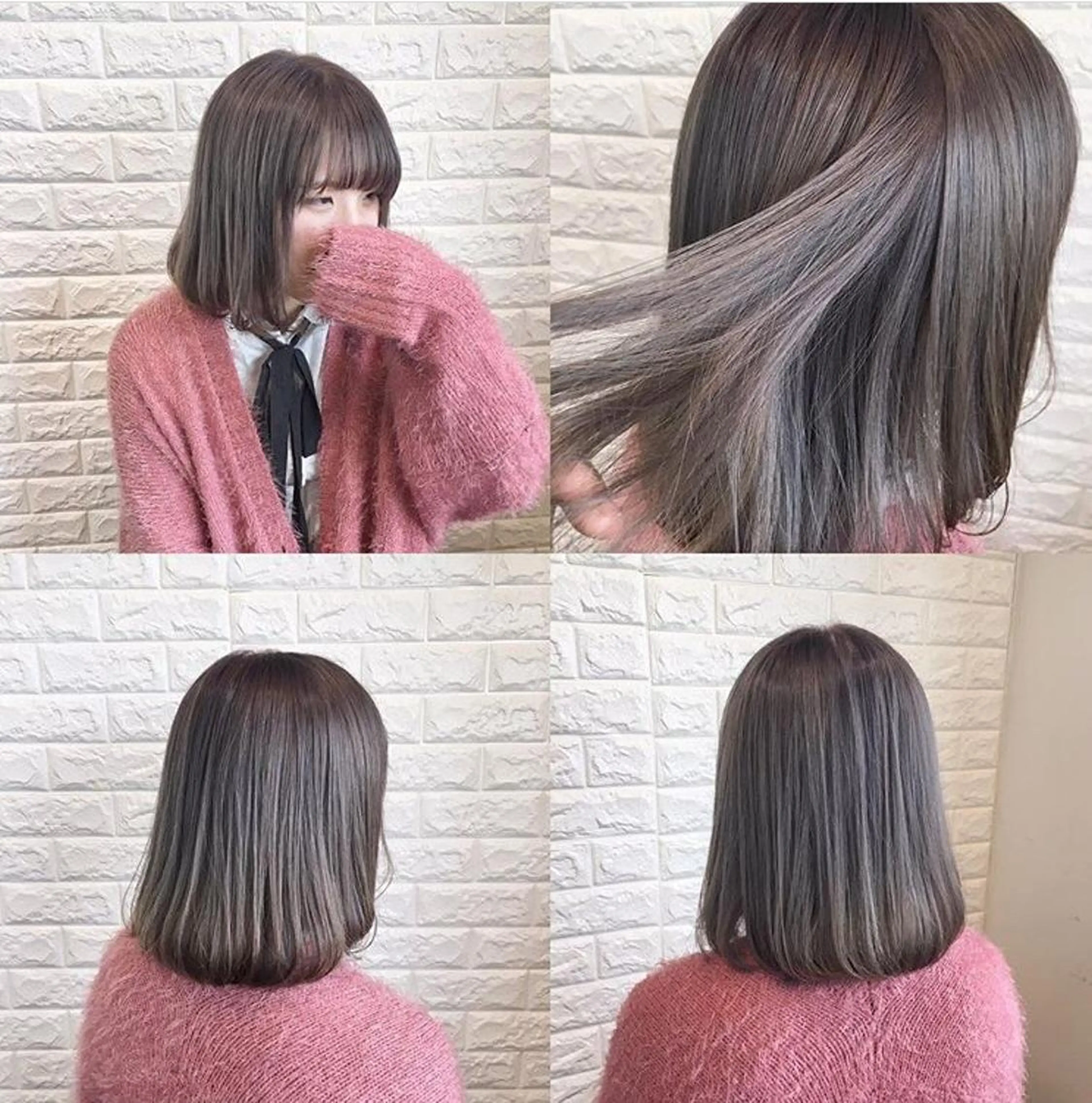 セミロング カラー ヘアアレンジ ブリーチ グレージュ ヘアカラー 🌿‬ ܸAir 透明感🌱西村知佳のヘアスタイル