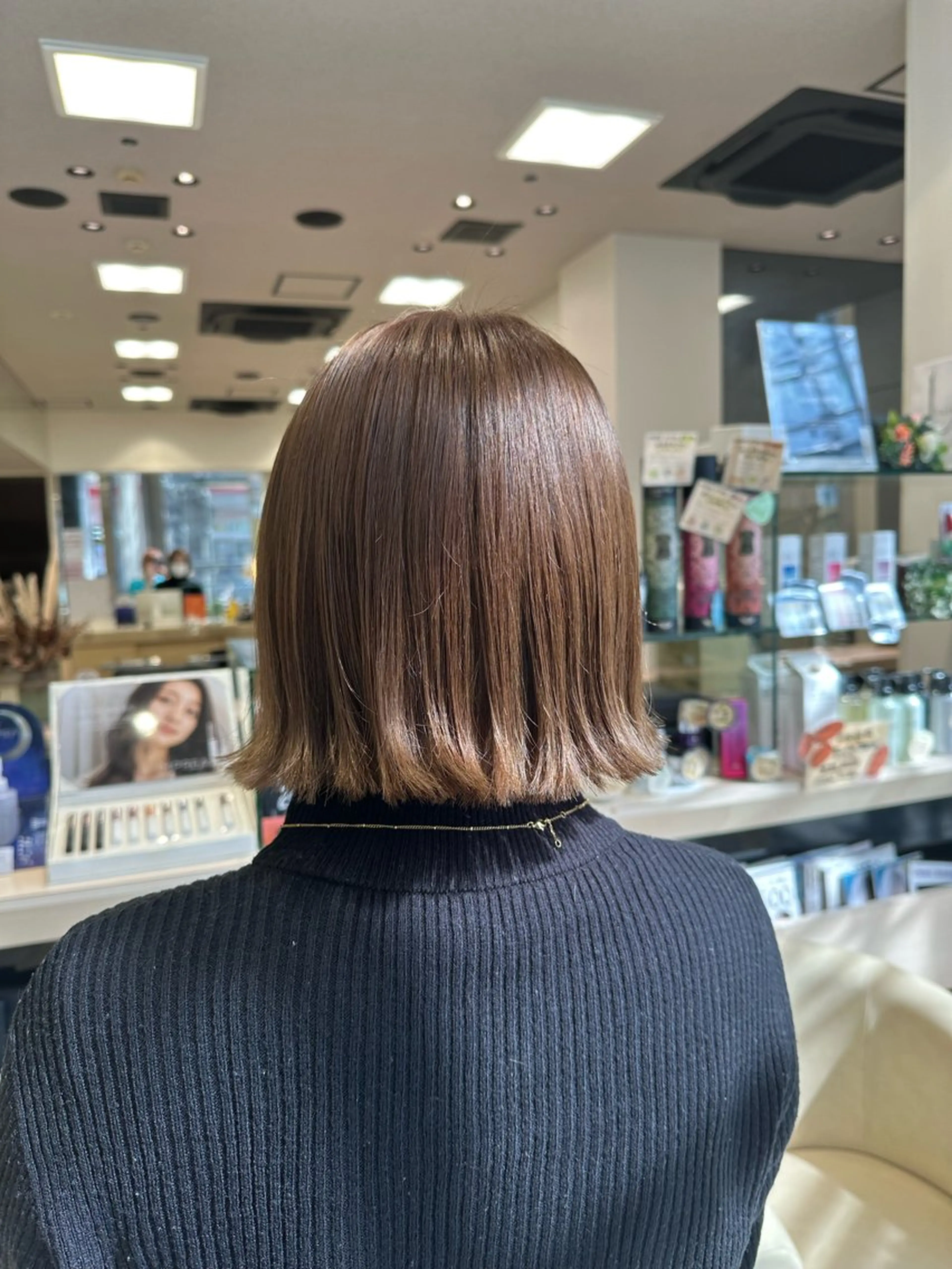 ミディアム カラー ベージュカラー ボブ カット ヘアカラー クロスパーマ/うる艶 カラー/Kurumiのヘアスタイル