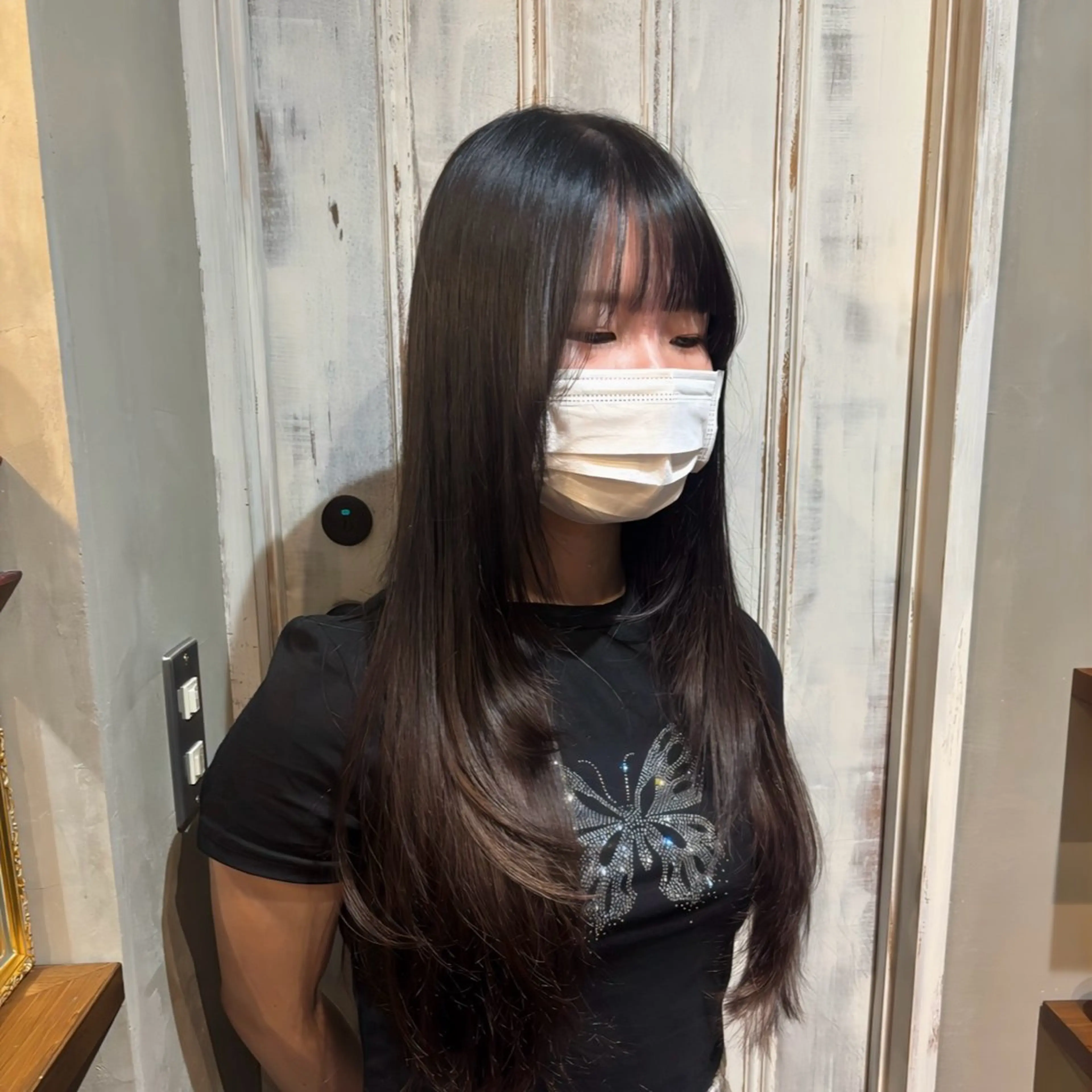 ロング 顔周りカット ハイレイヤー レイヤーカット カット saya 🧸 カット/縮毛矯正のヘアスタイル