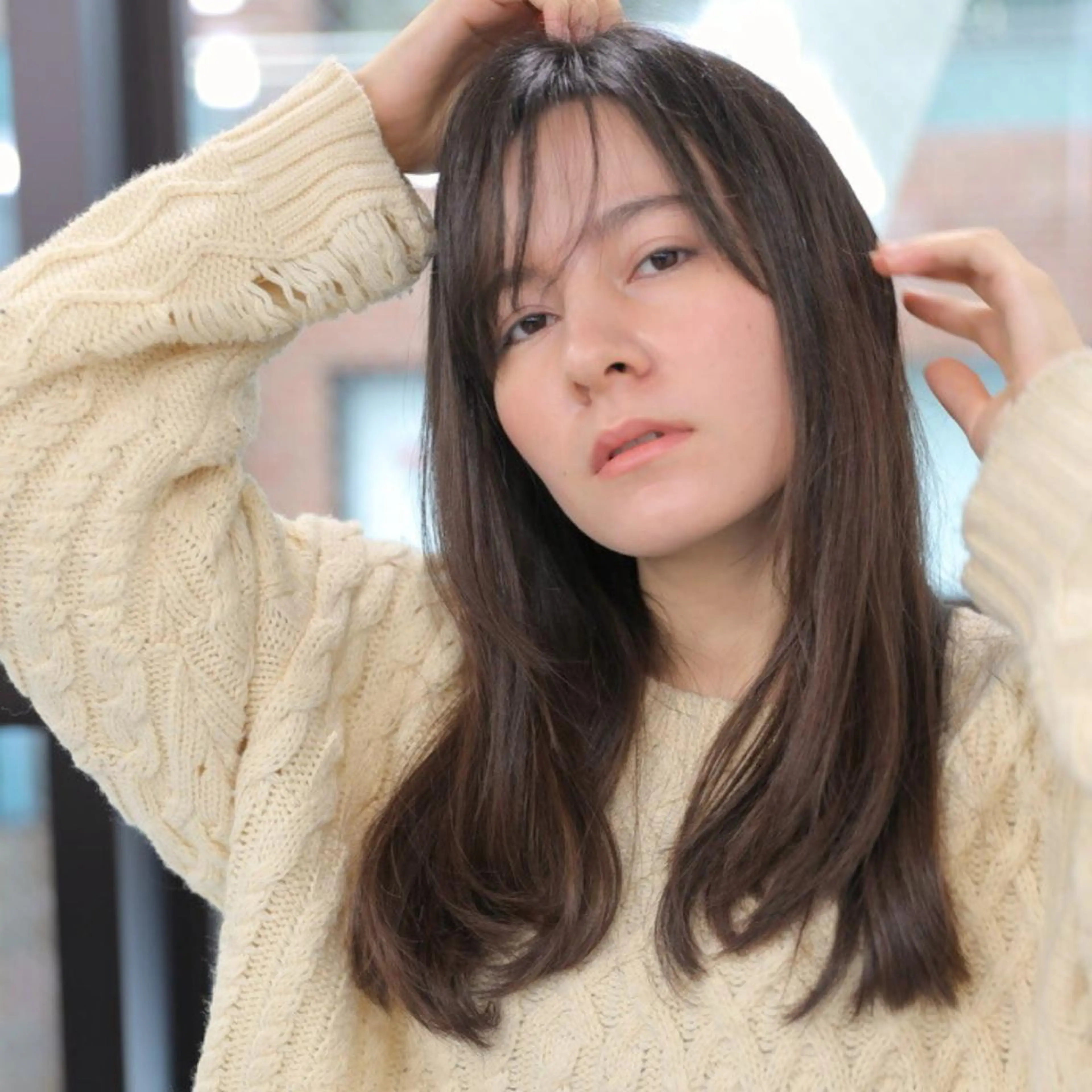 カラー アッシュ ベージュカラー 透明感カラー カット ヘアカラー Endearing 銀座/レイヤーカットのヘアスタイル