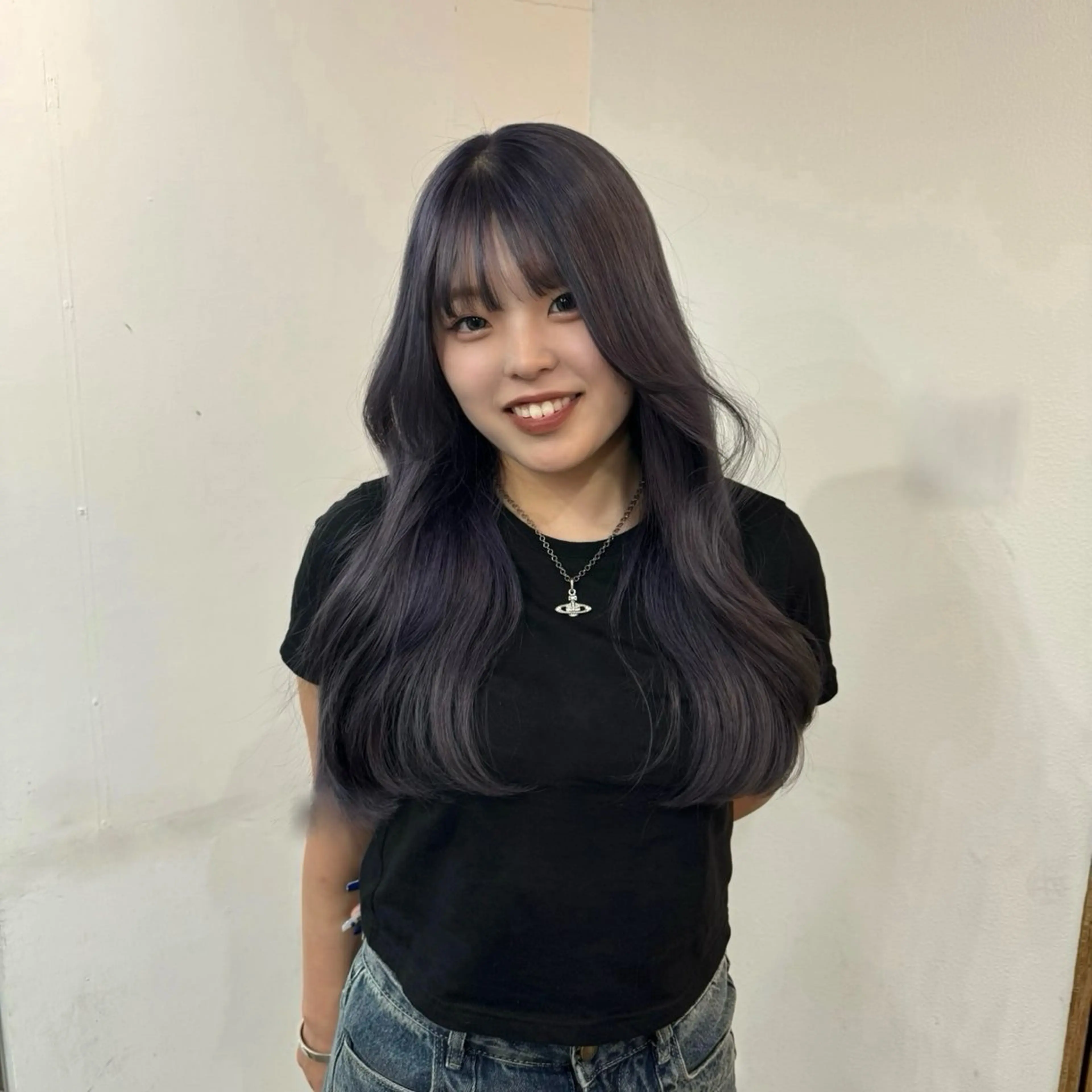 ロング カラー ネイビーカラー ヘアカラー ブリーチ୨୧大阪梅田 タカシマリナ♡のヘアスタイル