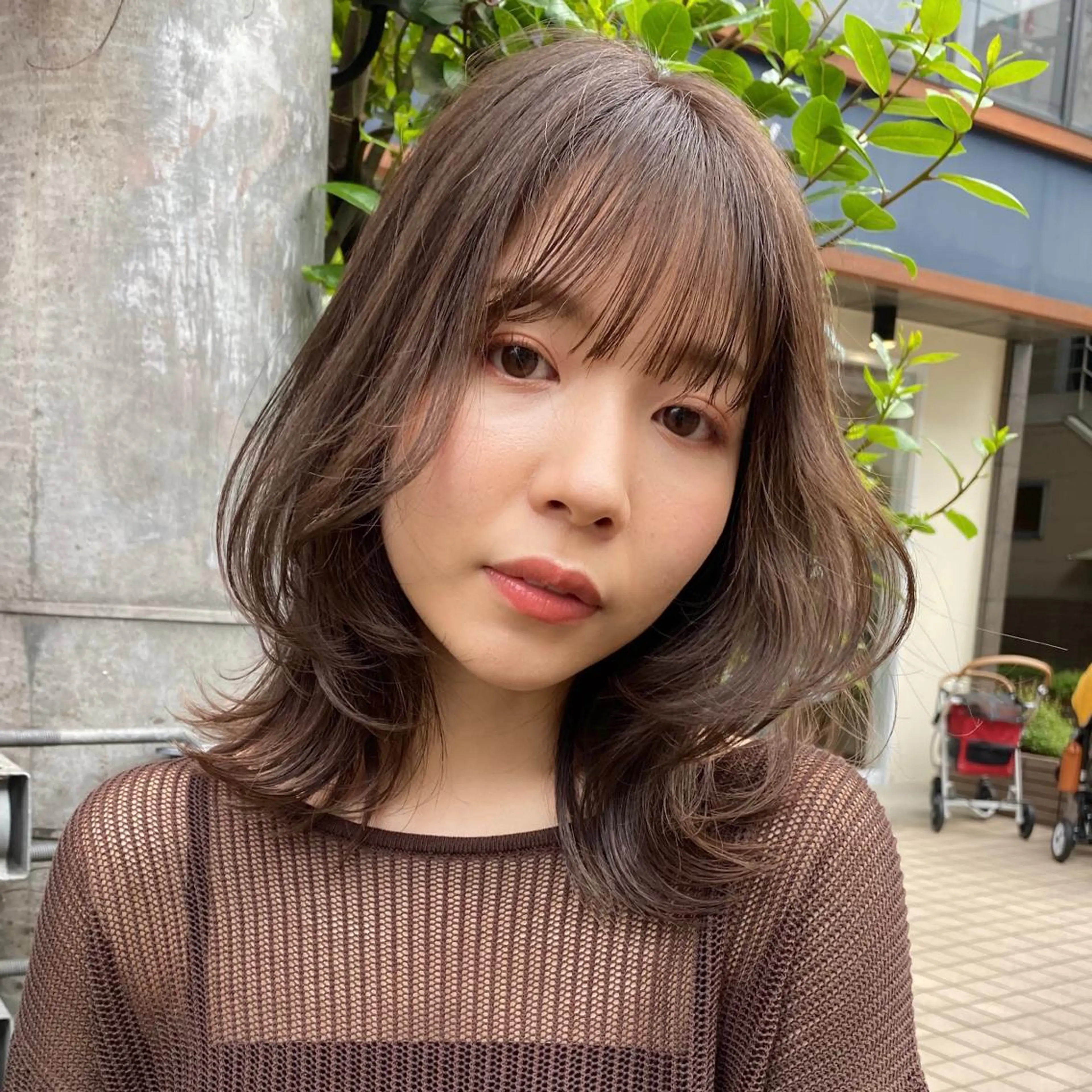 ミディアム カラー くびれヘア Pia hair Design Yakuin所属・Pia ツボイ ケイタのヘアスタイル