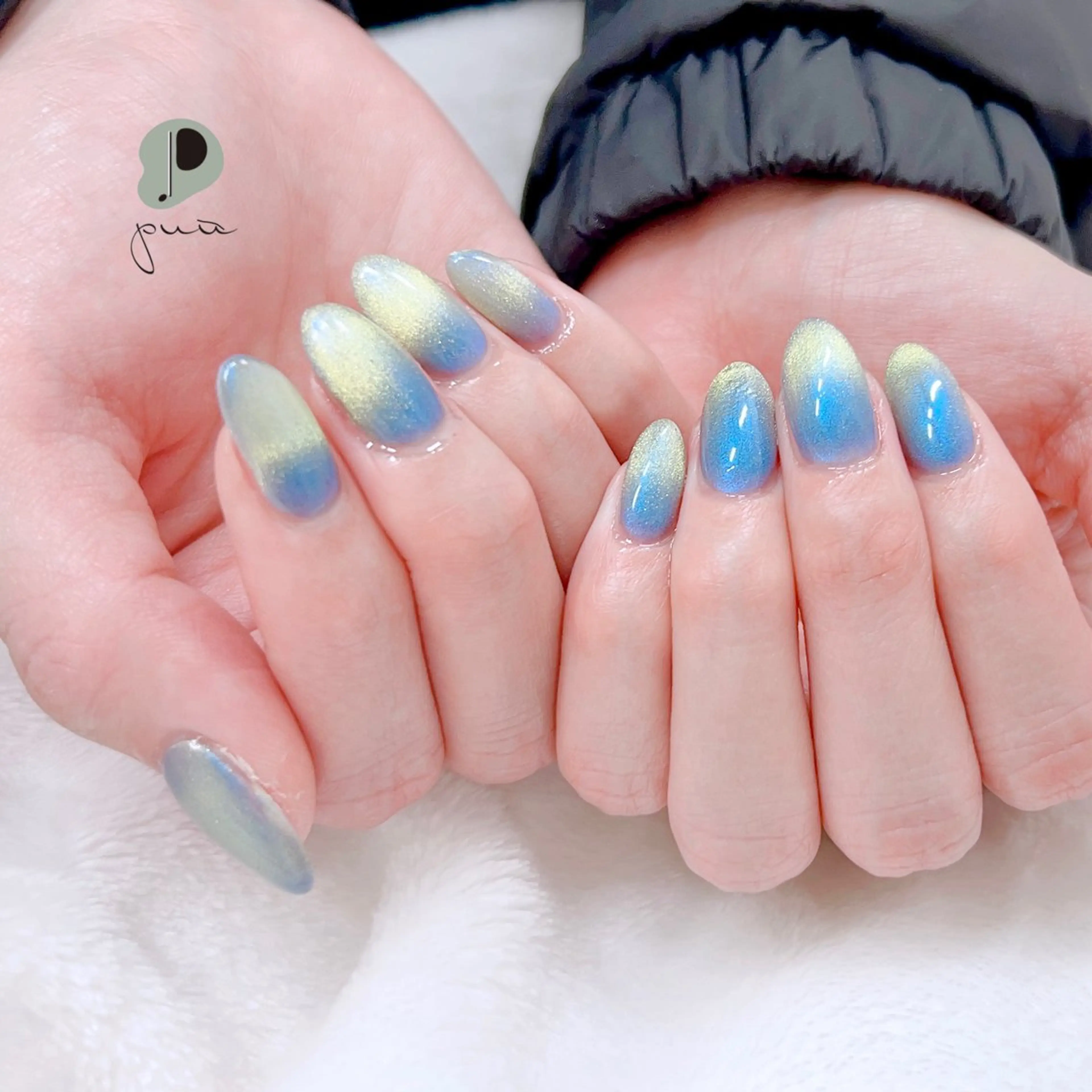 ネイル ブルー ジェルネイル マグネットネイル マグネットワンカラー ワンカラーネイル ハンドネイル puu kyoto所属・Nail salon puu kyotoのネイルデザイン
