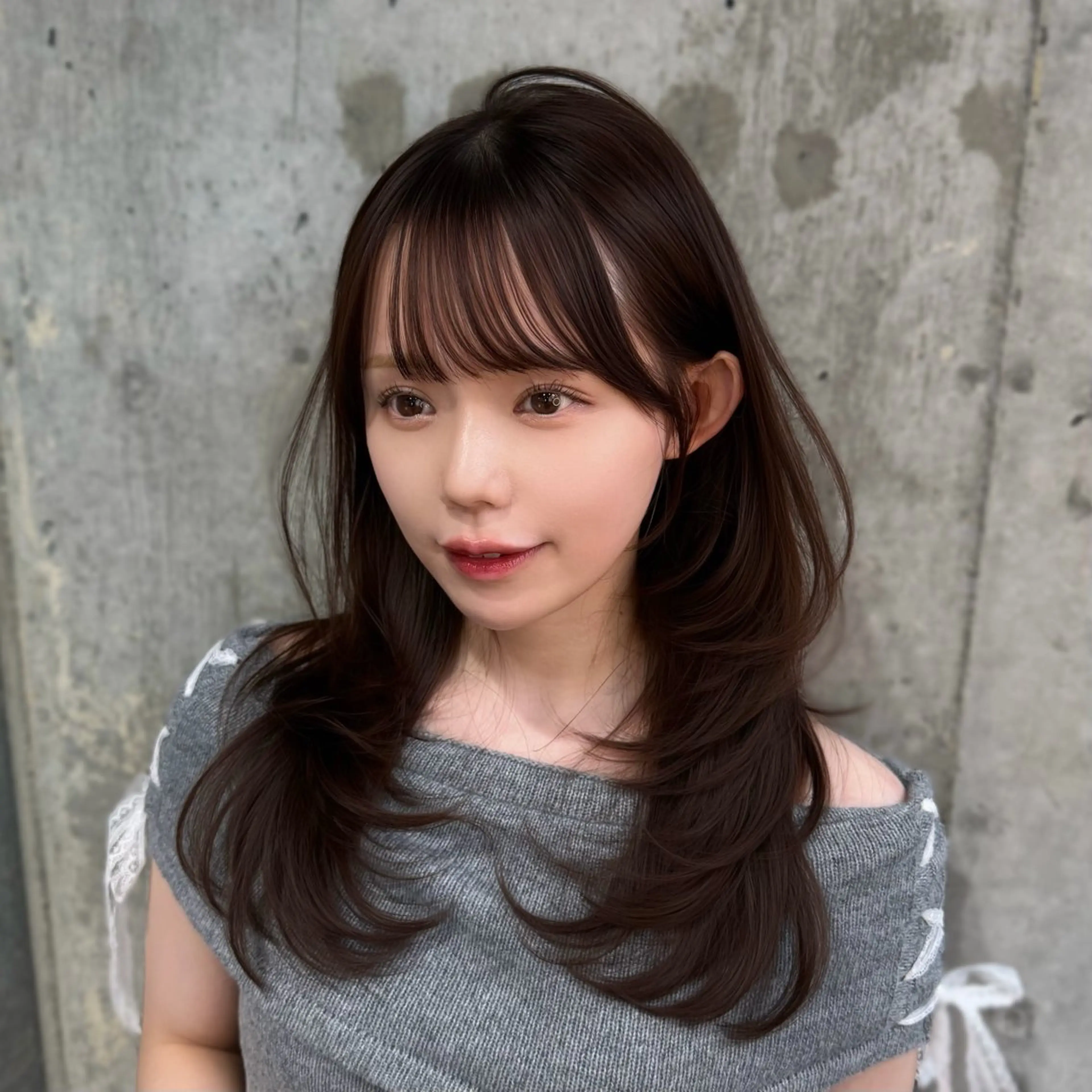 ミディアム カラー 髪質改善 韓国風ヘア レイヤーカット 縮毛矯正 トリートメント カット ヘアカラー トリートメント 新宿/韓国風レイヤー 髪質改善/渋谷直樹のヘアスタイル