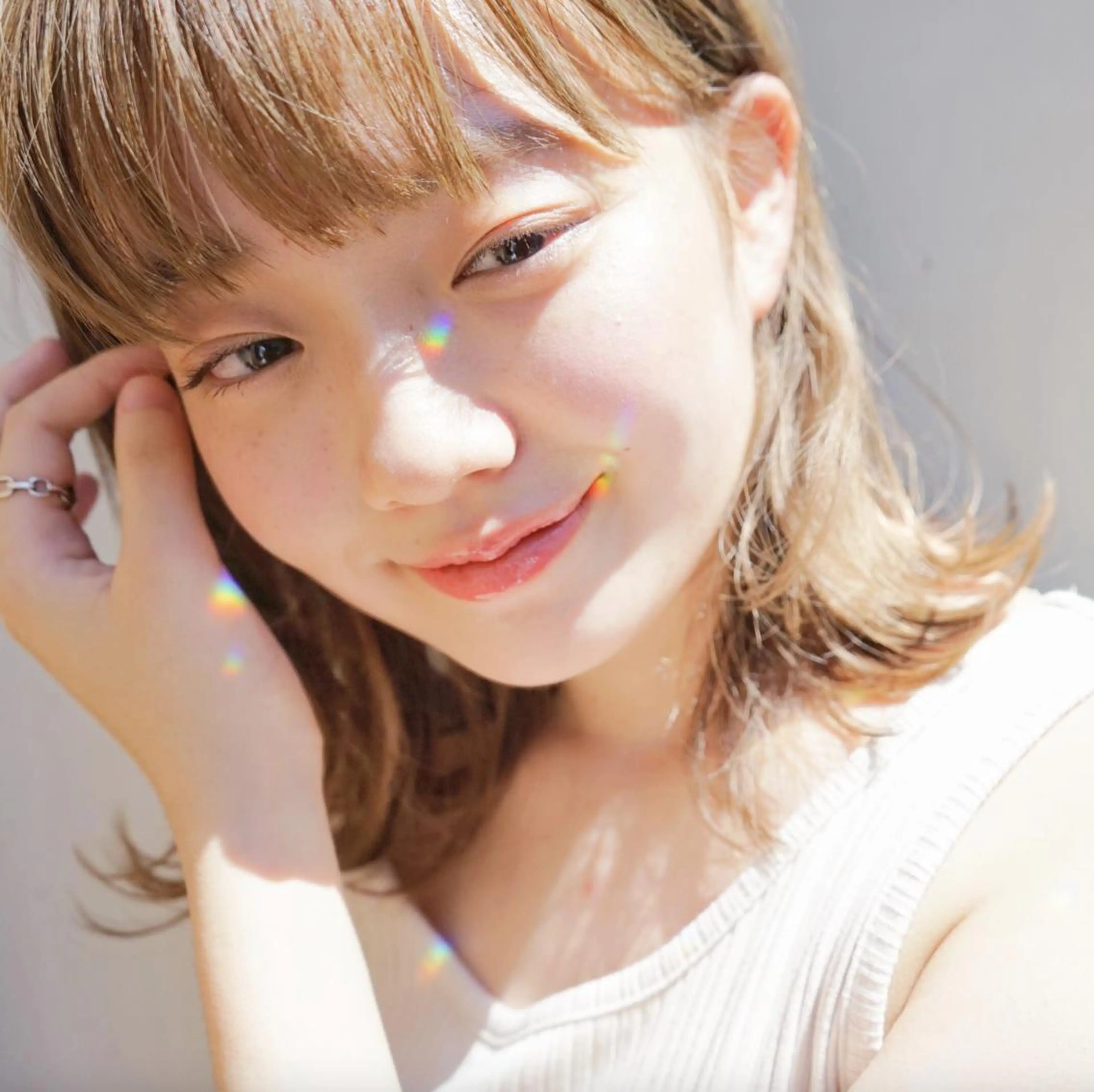 ミディアム アッシュ ミストバング パープルカラー ボブ デート カット ヘアカラー トリートメント N° anfeel 渋谷🪞🫧のヘアスタイル