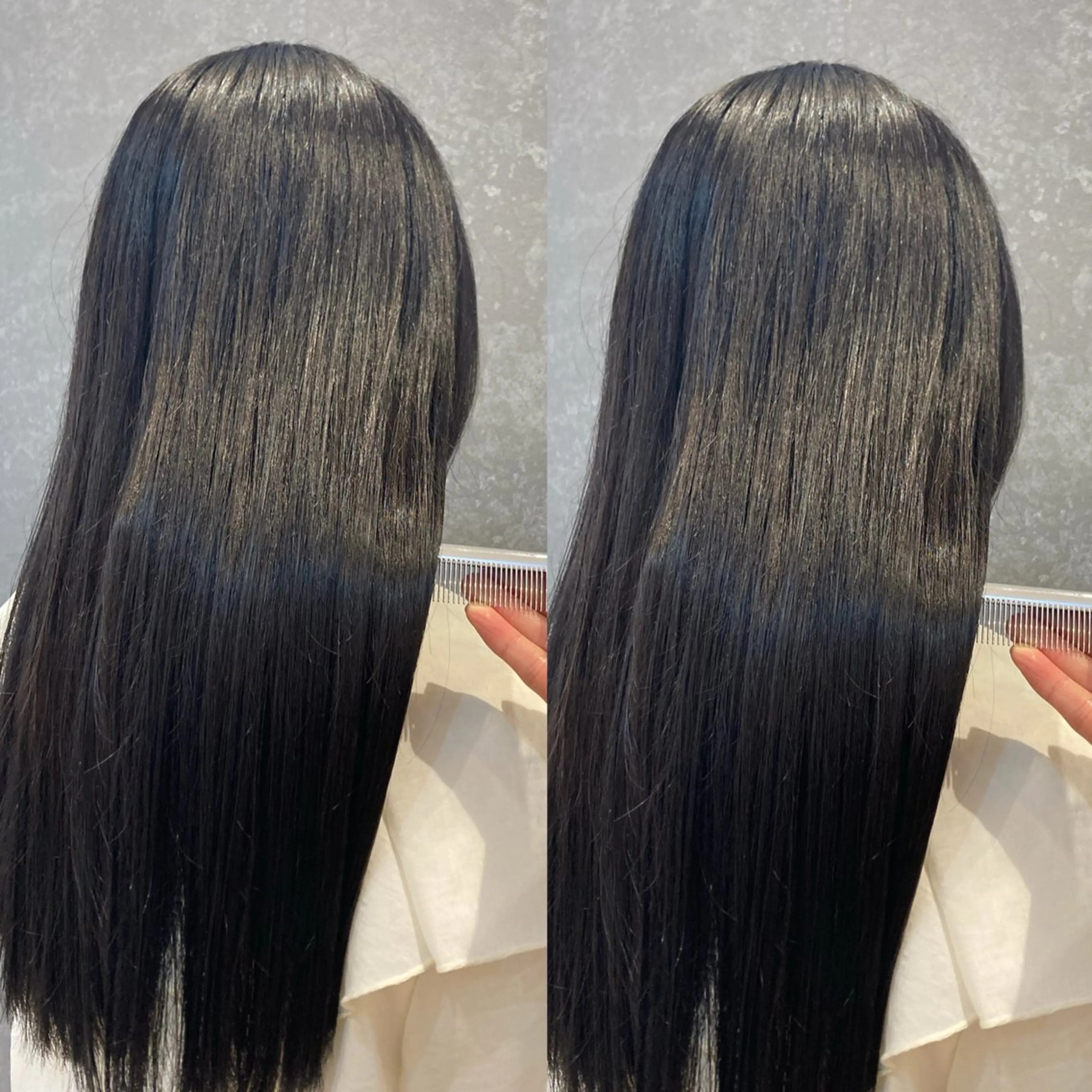 セミロング カラー 黒髪 透明感カラー schon所属・み うのヘアスタイル