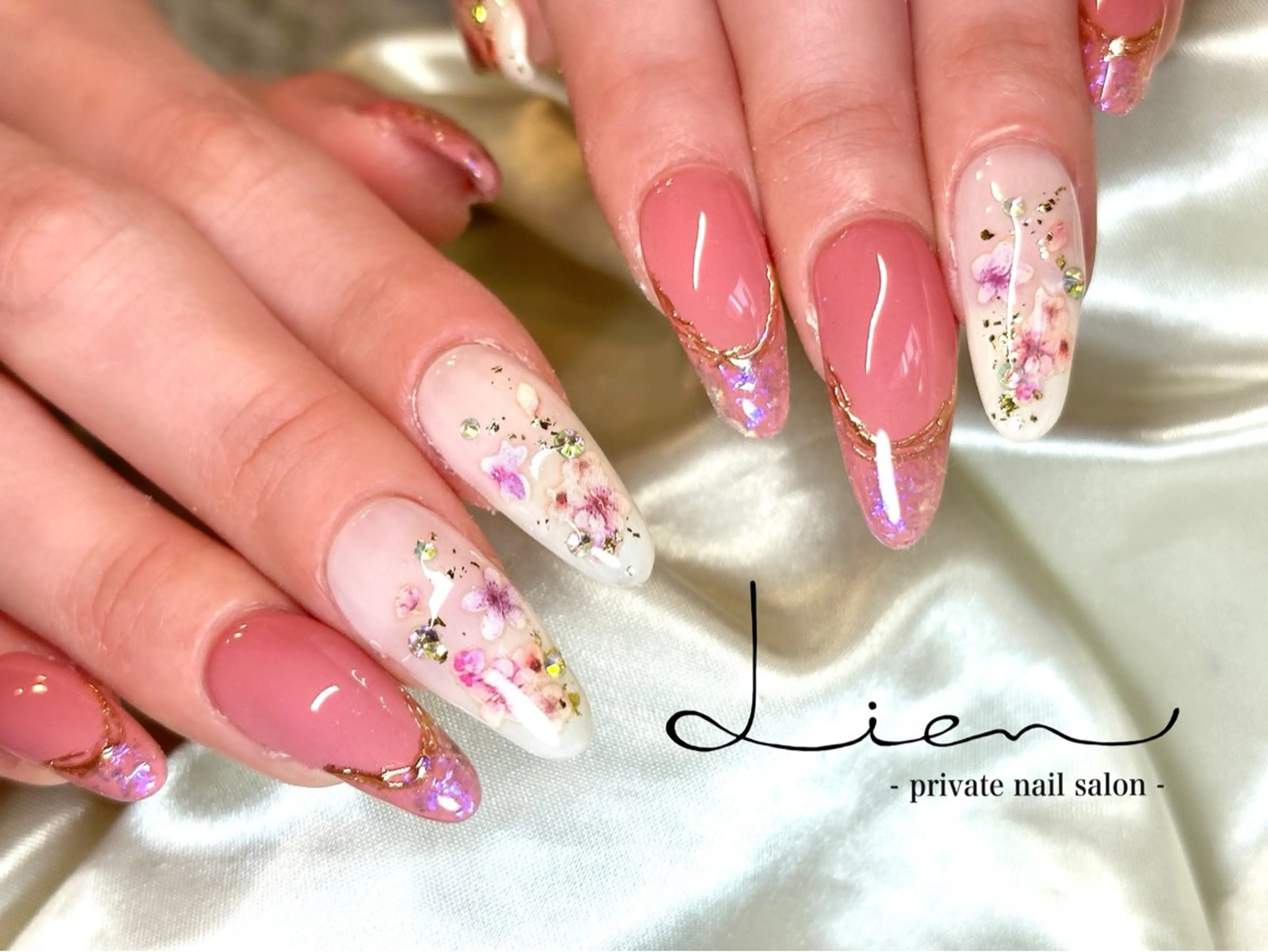 ネイル 桜ネイル ハンドネイル Lien 【リアン】北堀江のネイルデザイン