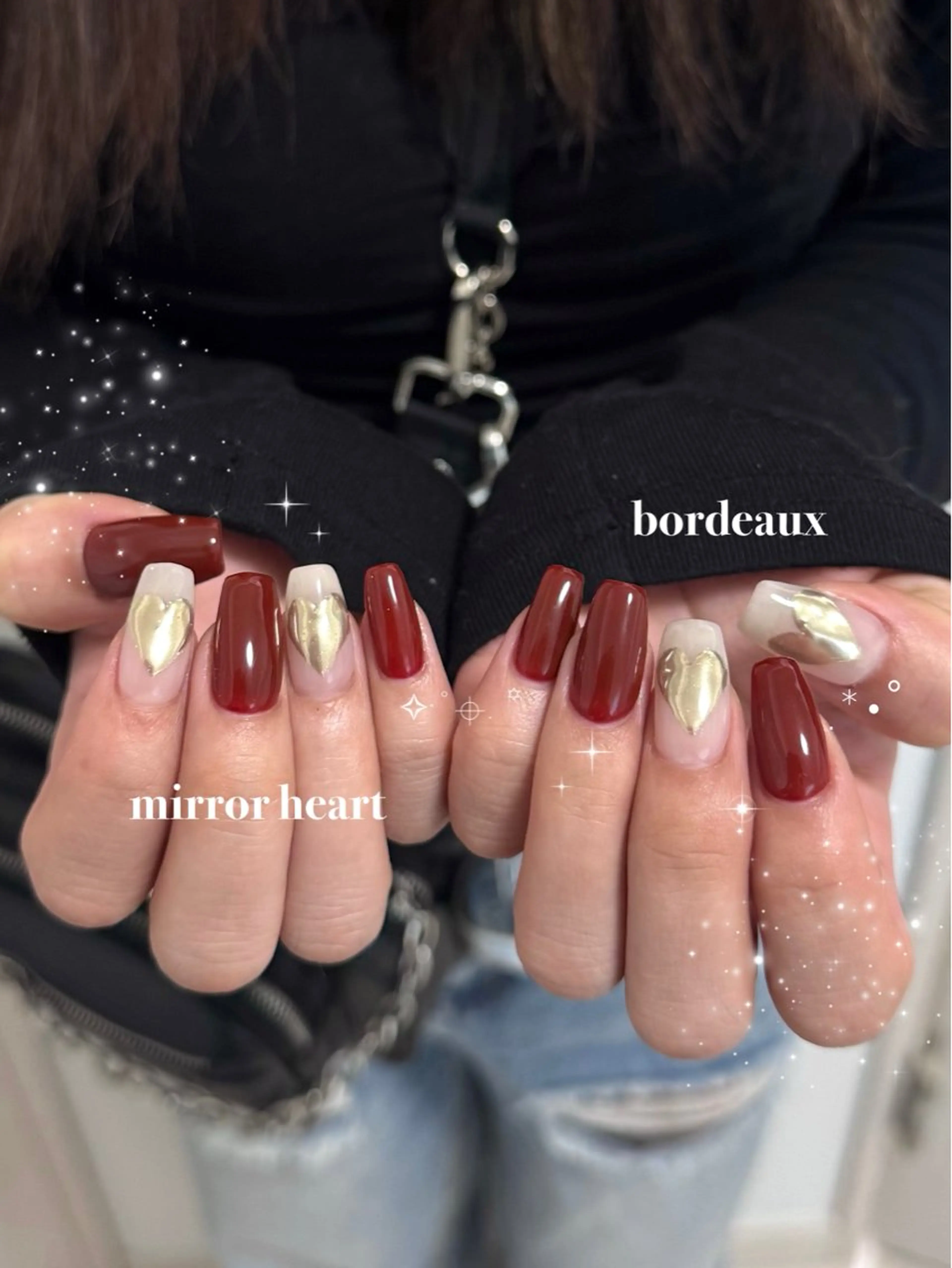 ネイル ボルドー ゴールド ハンドネイル nail salon CAREY 🎀のネイルデザイン