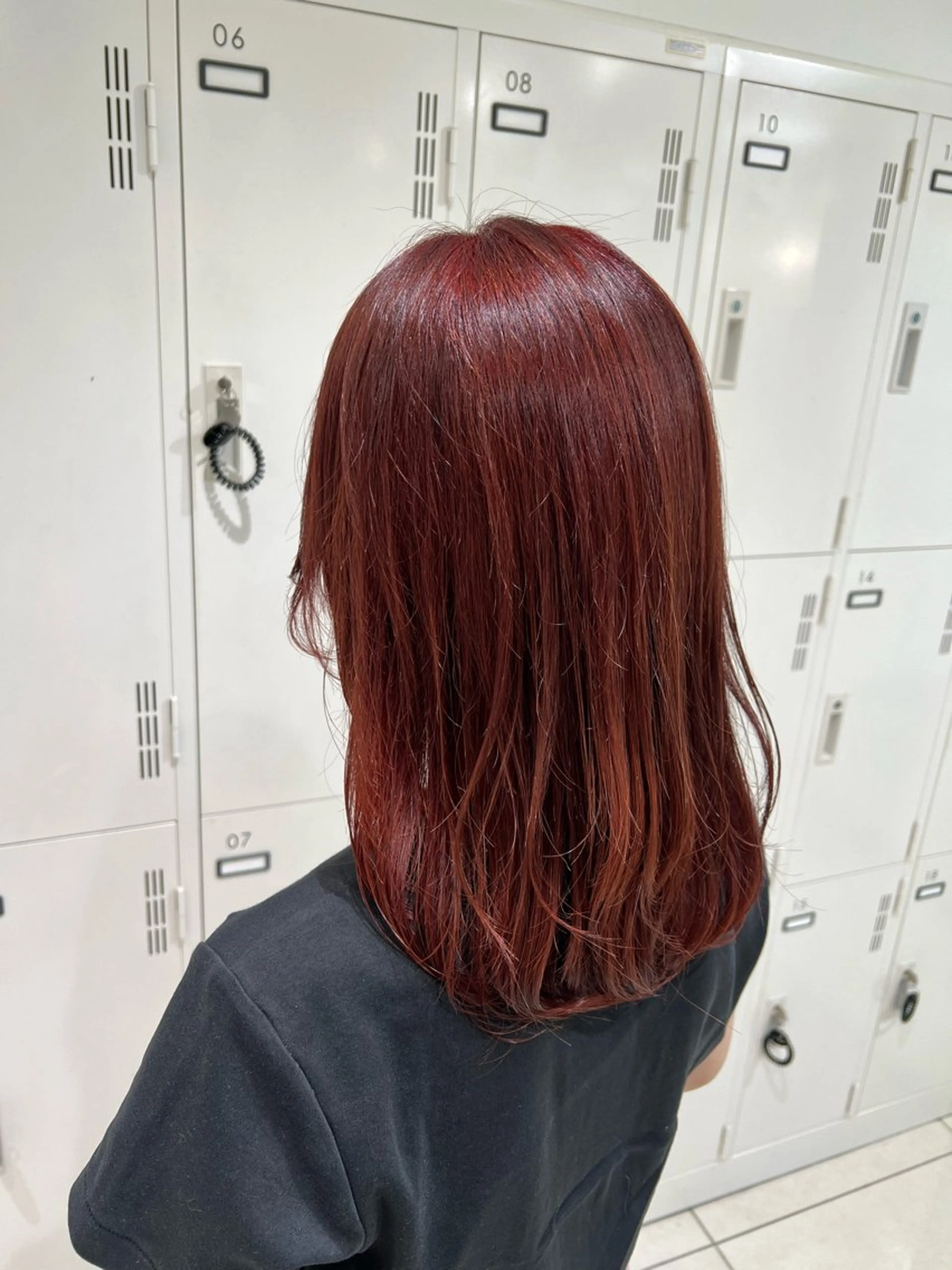 セミロング カラー ブリーチ レッドカラー ヘアカラー トリートメント 【暖色カラー特化】 中山由梨のヘアスタイル