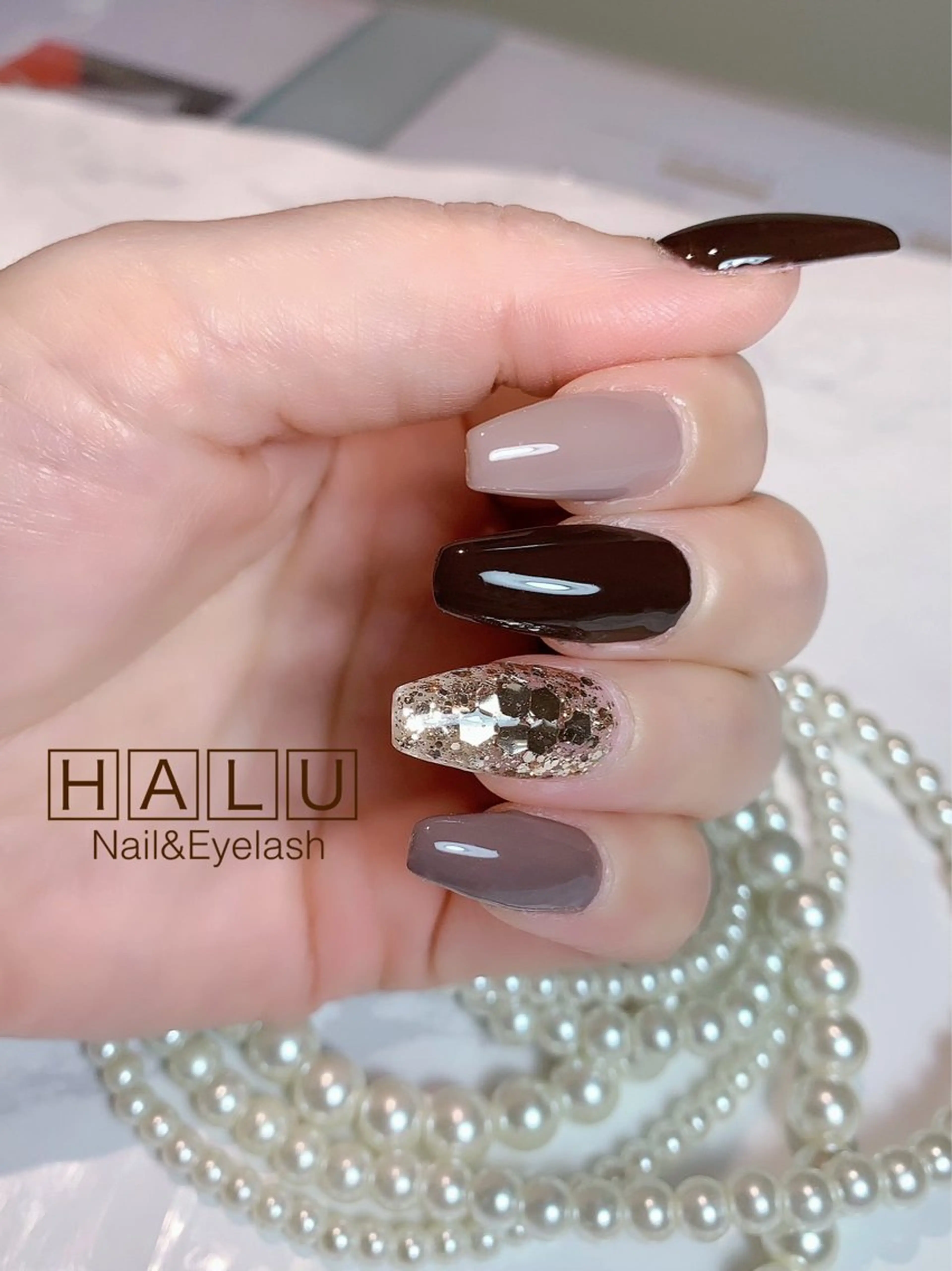 ネイル ブラウン グラデーション HALU ハルのネイルデザイン