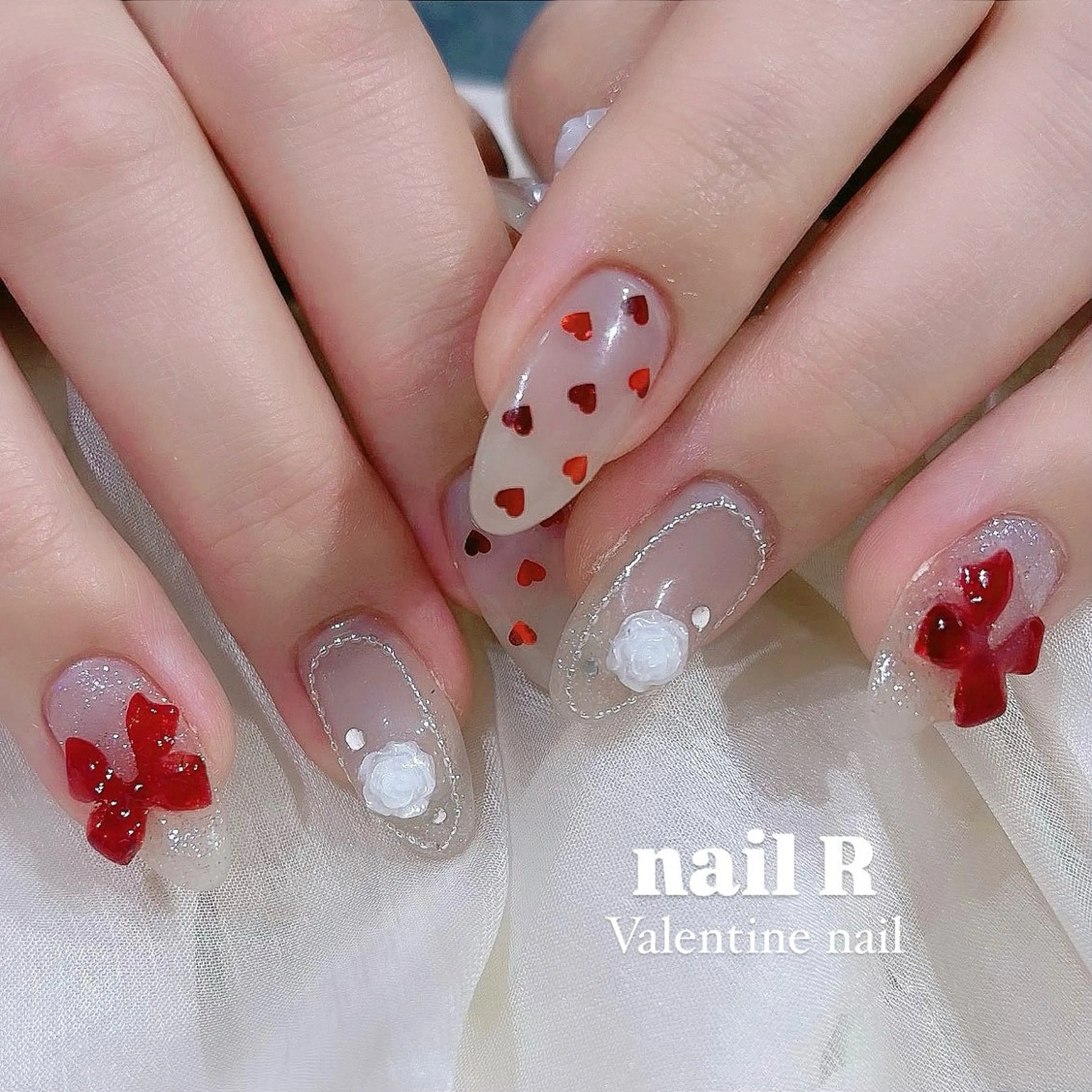 ネイル ハート バレンタイン ハンドネイル NAILR rina 🎀ིྀ恵比寿のネイルデザイン