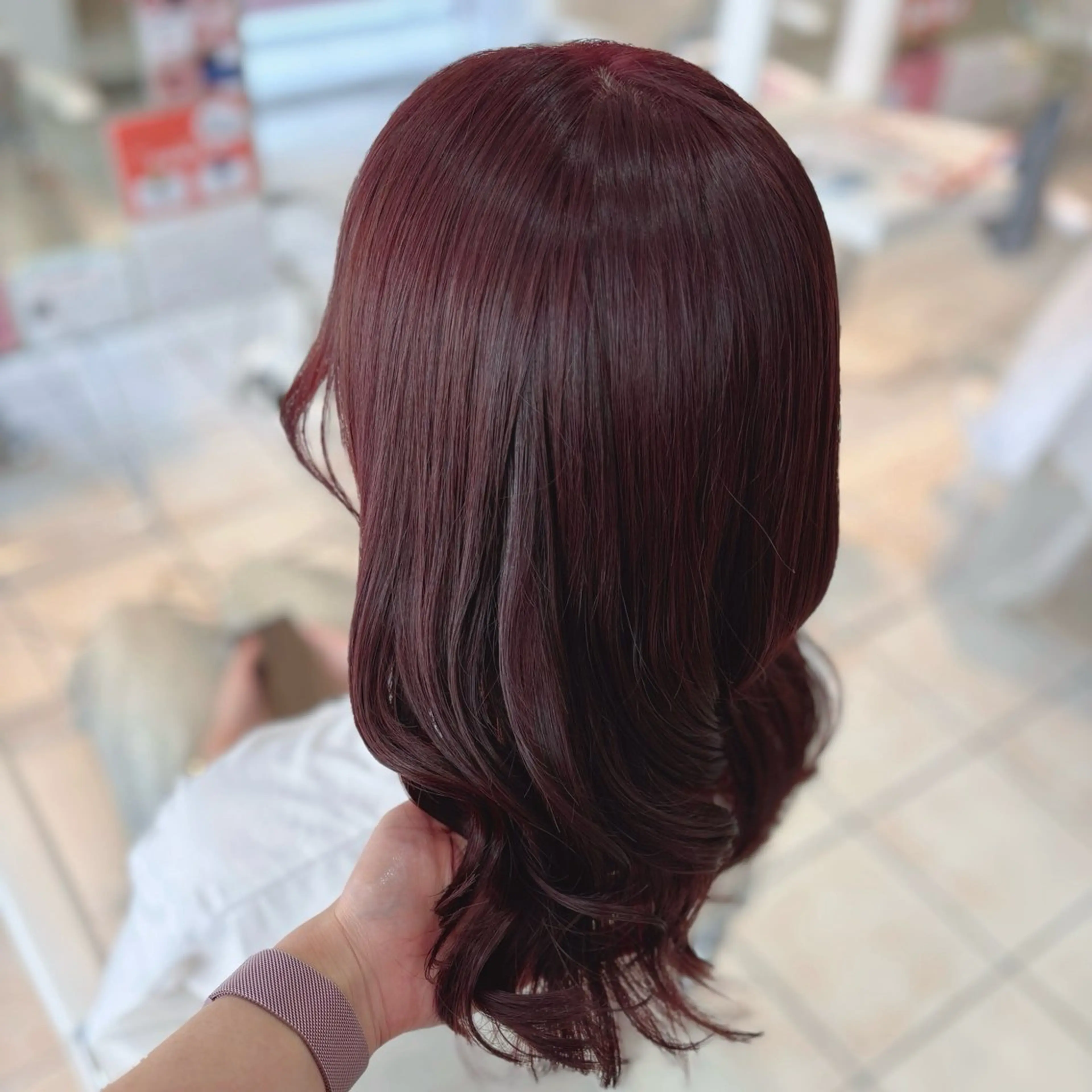 ミディアム カラー ブリーチ ダブルカラー ブリーチなしカラー レッドカラー ブリーチ/ヘアセット 【𝙍𝙞𝙣𝙤】のヘアスタイル