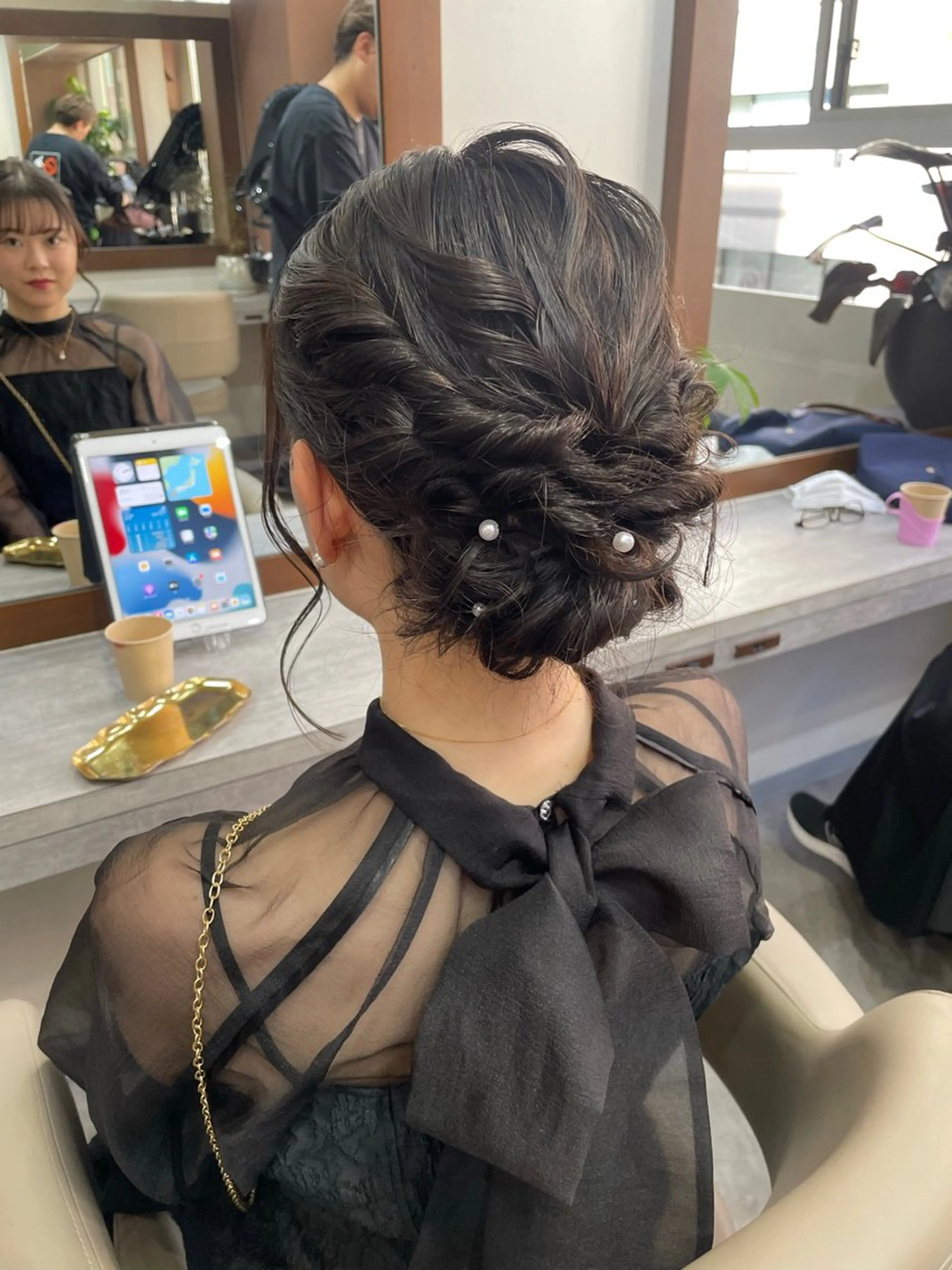 セミロング ヘアアレンジ ヘアセット 韓国風パーマ/耳つぼ ヘアセット/みづきのヘアスタイル