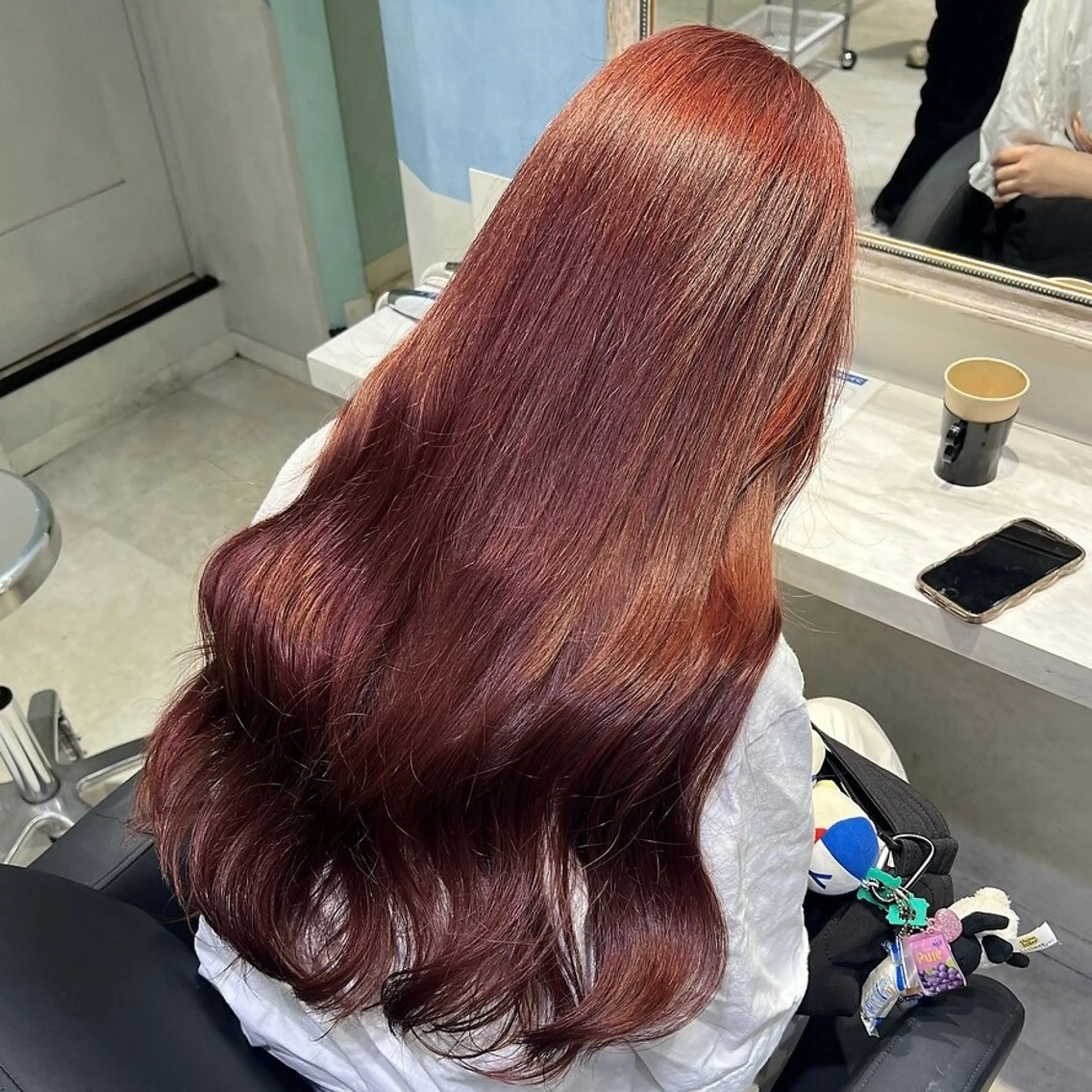 ロング カラー ブリーチ ハイトーンカラー オレンジ オレンジレッド レッドカラー 💖ブリーチ/暖色 𝐘𝐮𝐢💖のヘアスタイル