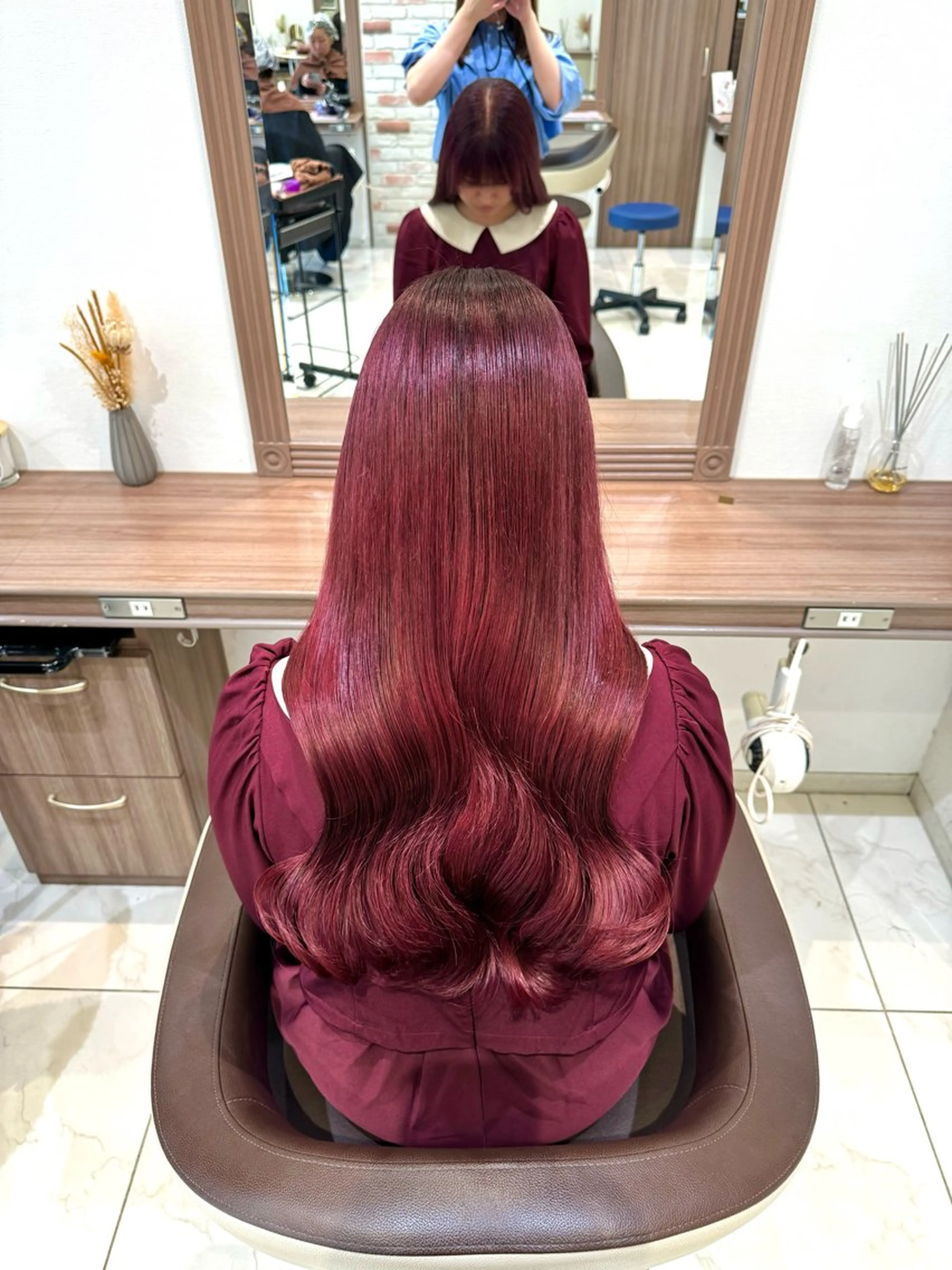 ロング ヘアカラー トリートメント 前髪クロスパーマ /美髪矯正/和田優海のヘアスタイル
