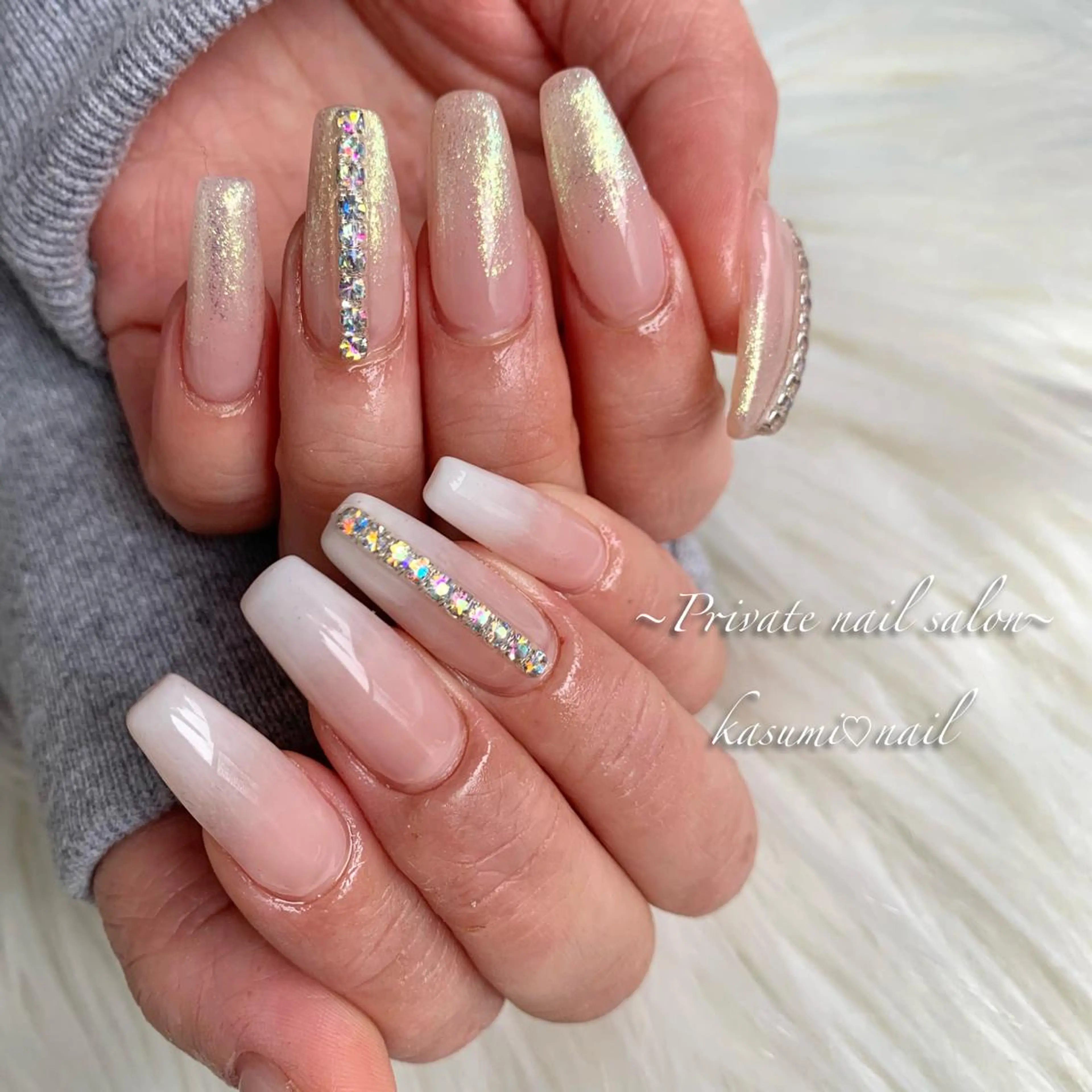 ネイル アートネイル ラメ(グリッター) マグネットネイル ミラーネイル 持ち込み KASUMI♡ Nailのネイルデザイン