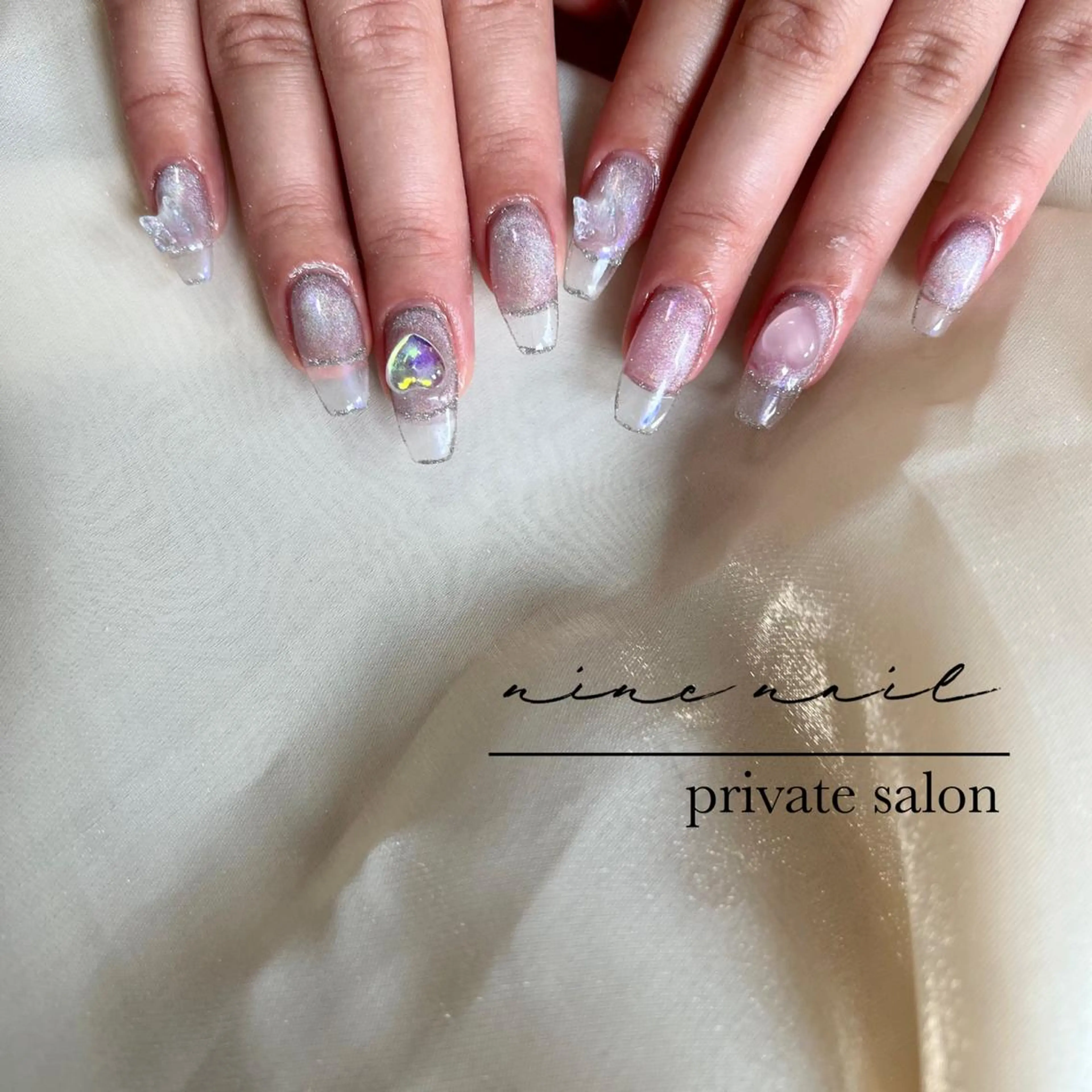 ネイル クリアネイル フラッシュネイル フレンチネイル nine nailのネイルデザイン