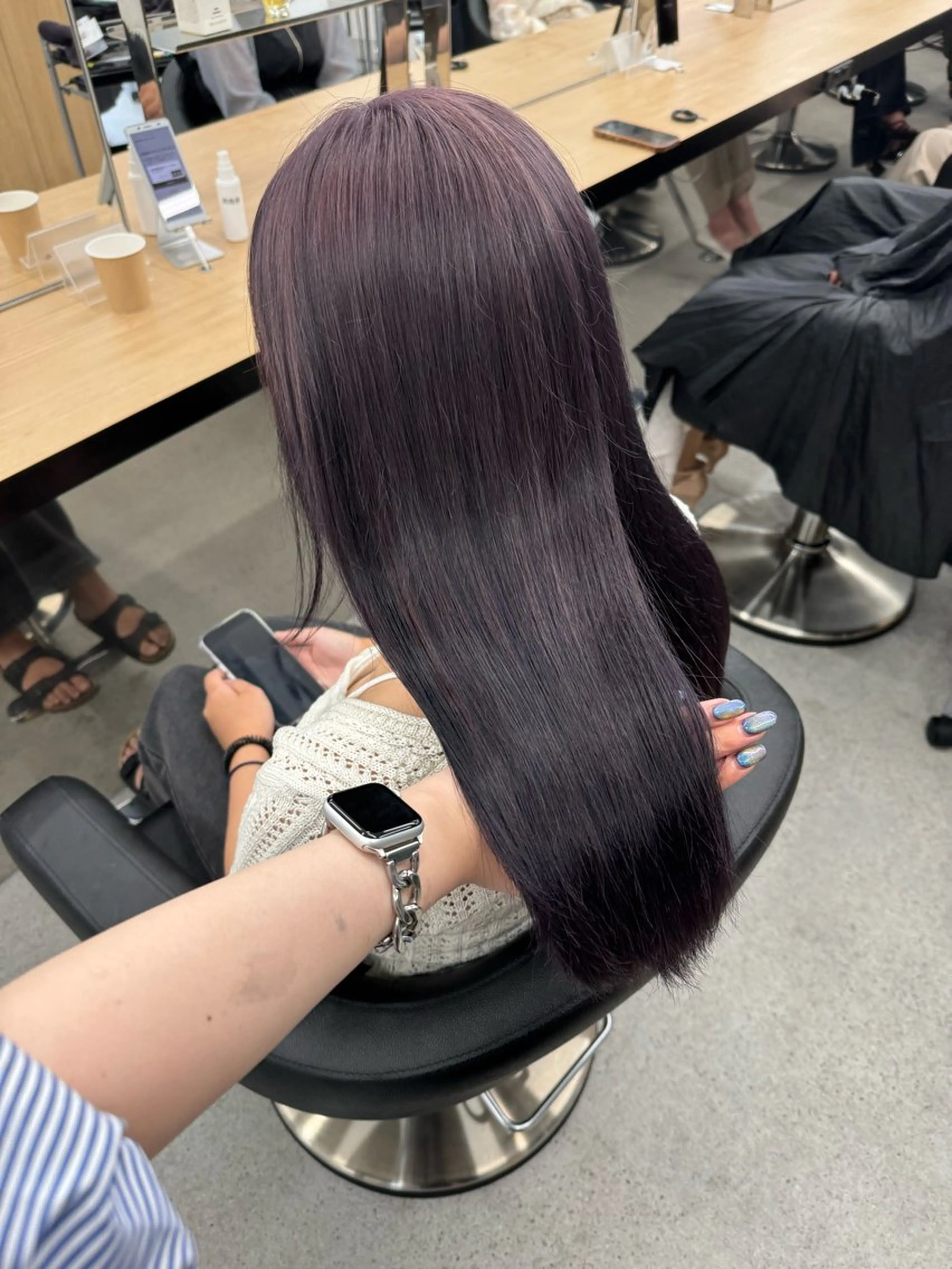 ロング カラー ヘアカラー 暗髪🩶ラベンダー/ ブルー/ユウナ🤍のヘアスタイル