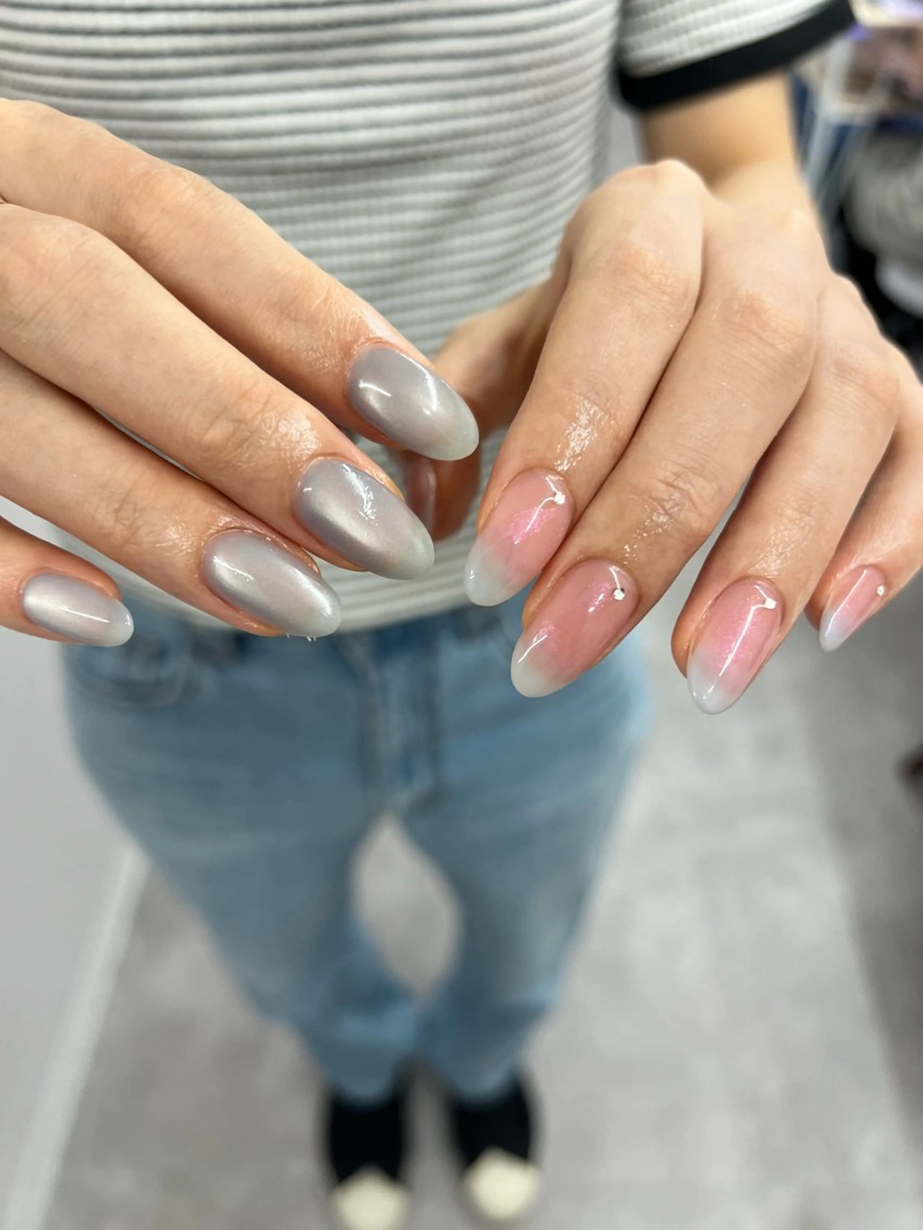 ネイル ブルー ジェルネイル グラデーション マグネットネイル ニュアンスネイル ハンドネイル ハンドケア Bana_ Nailのネイルデザイン