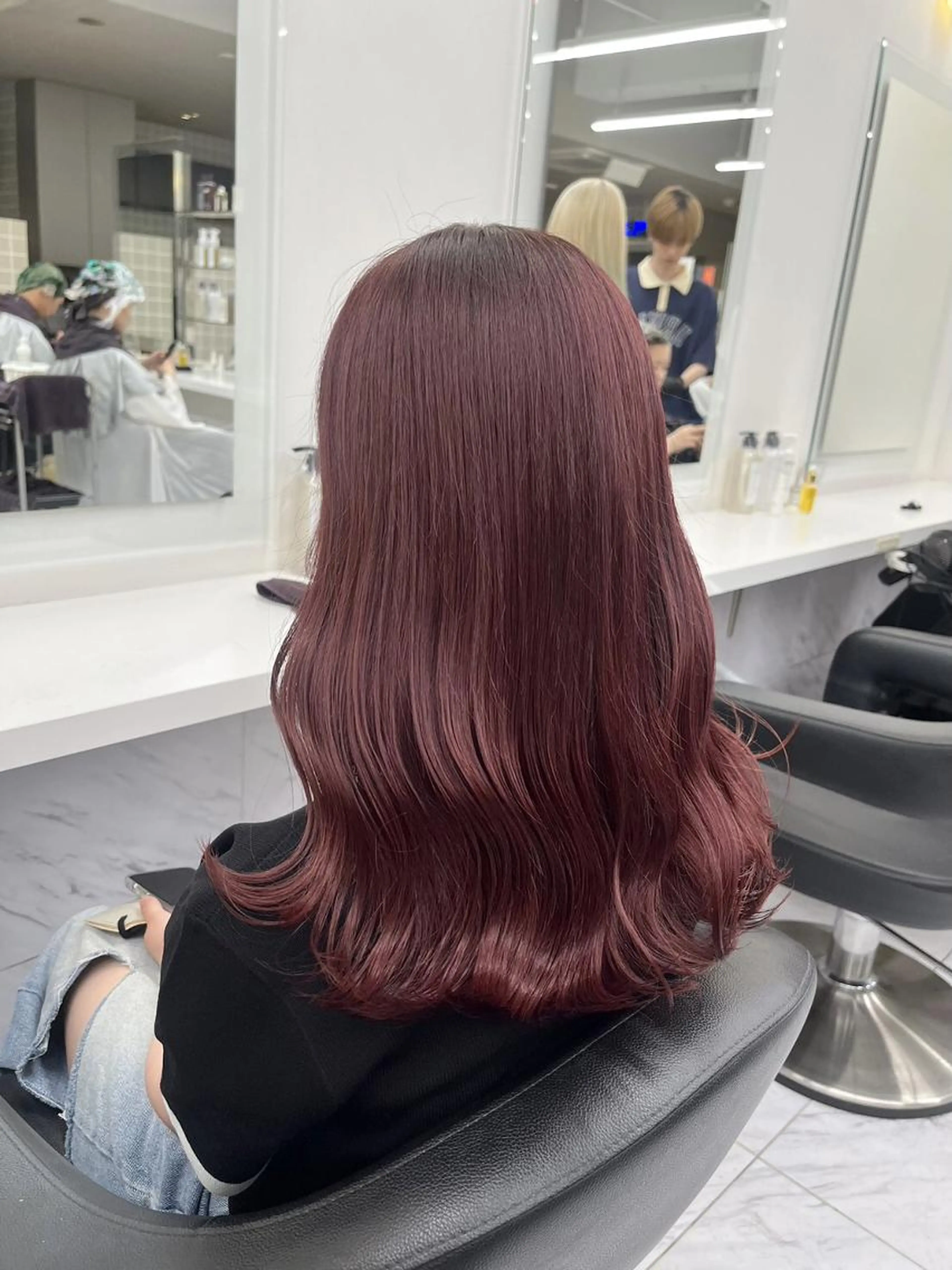 🎀濃いめピンクなら🎀ブリーチなしダブルカラー＋髪質改善トリートメント＋コテ巻き仕上げの写真