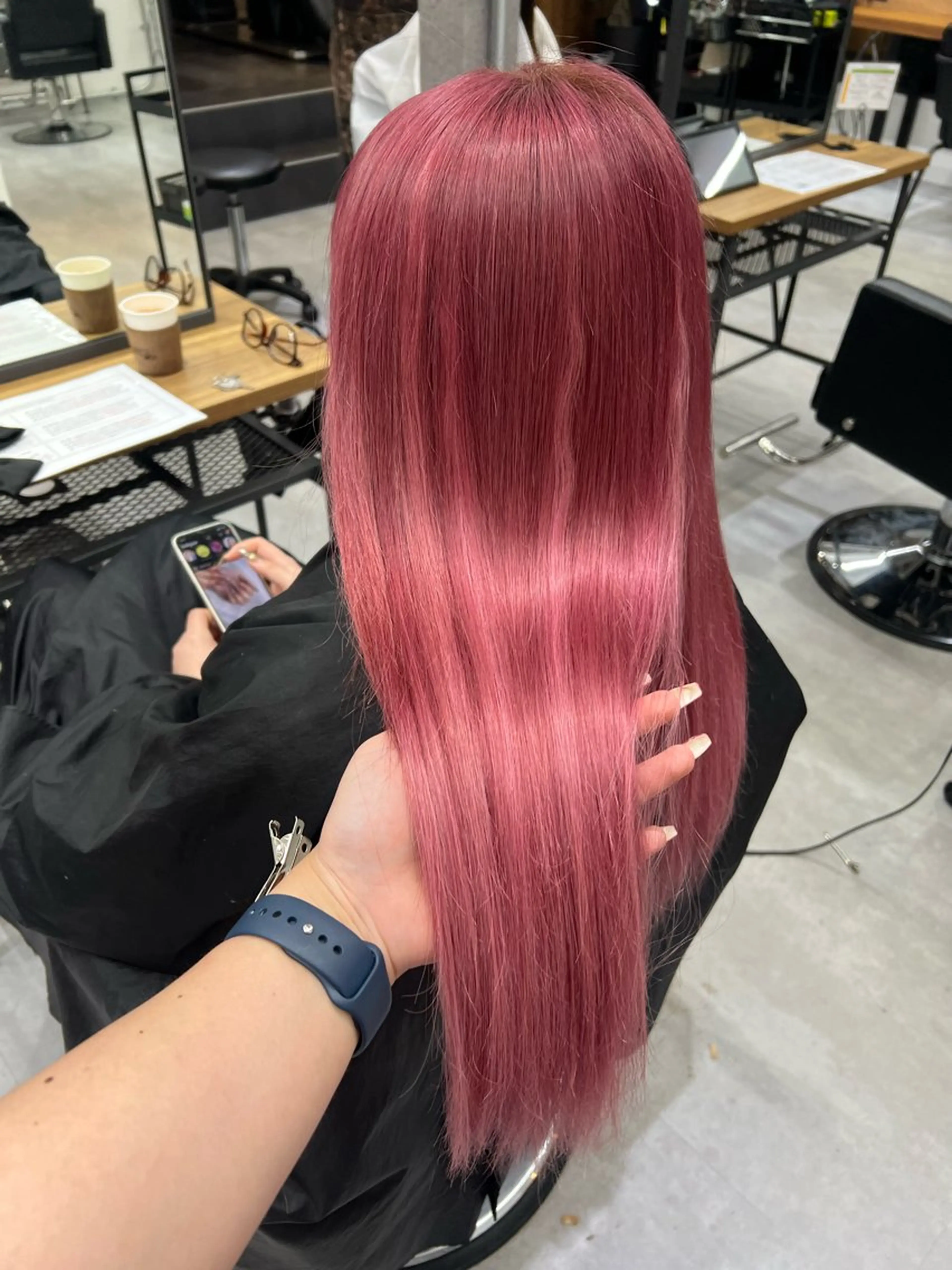 ロング カラー シールエクステ ハイトーンカラー ピンクカラー エクステ ロング いろあそび所属・カットモデル募集 八王子/kyocoのヘアスタイル