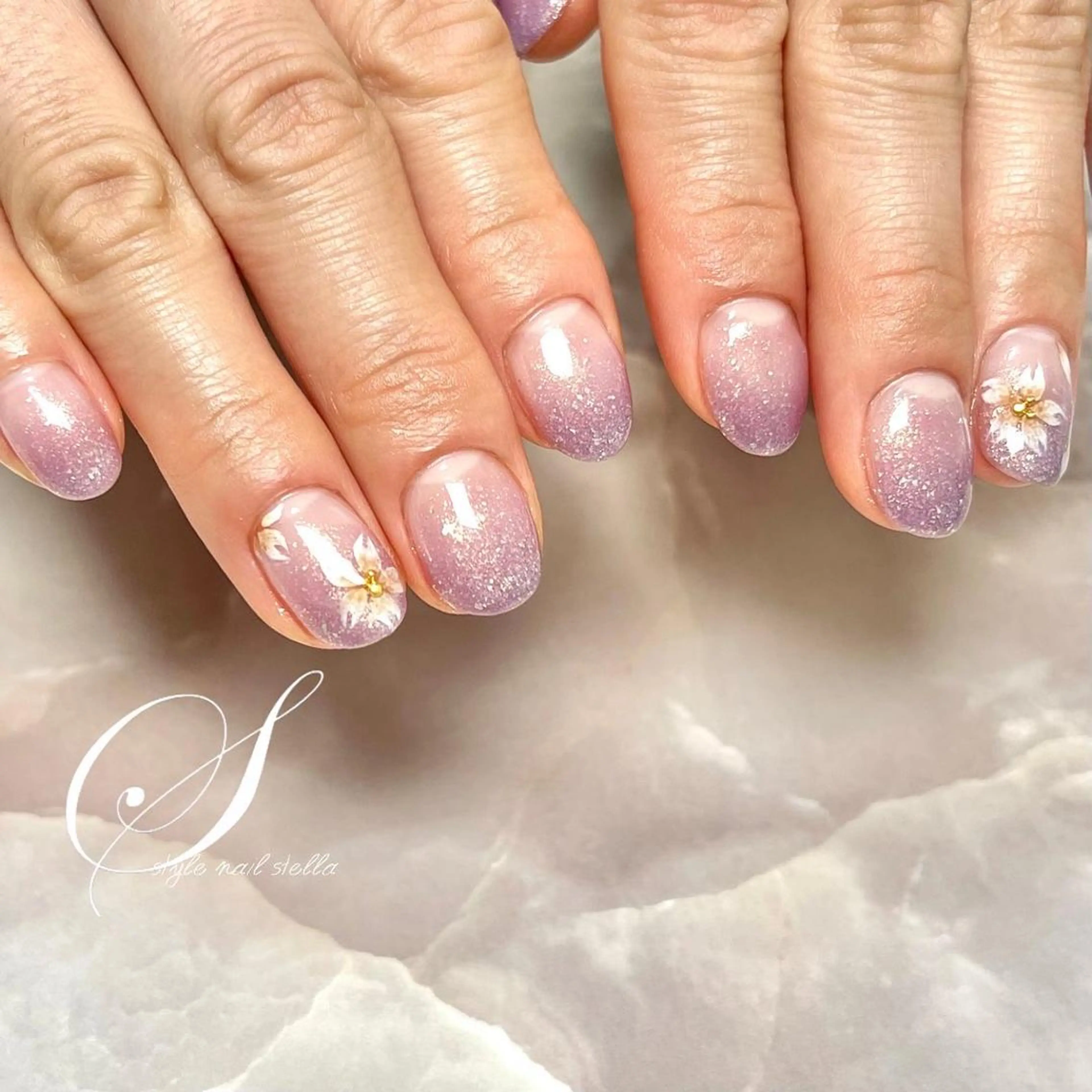 ネイル アートネイル 桜ネイル 春ネイル ステラ marikominoのネイルデザイン