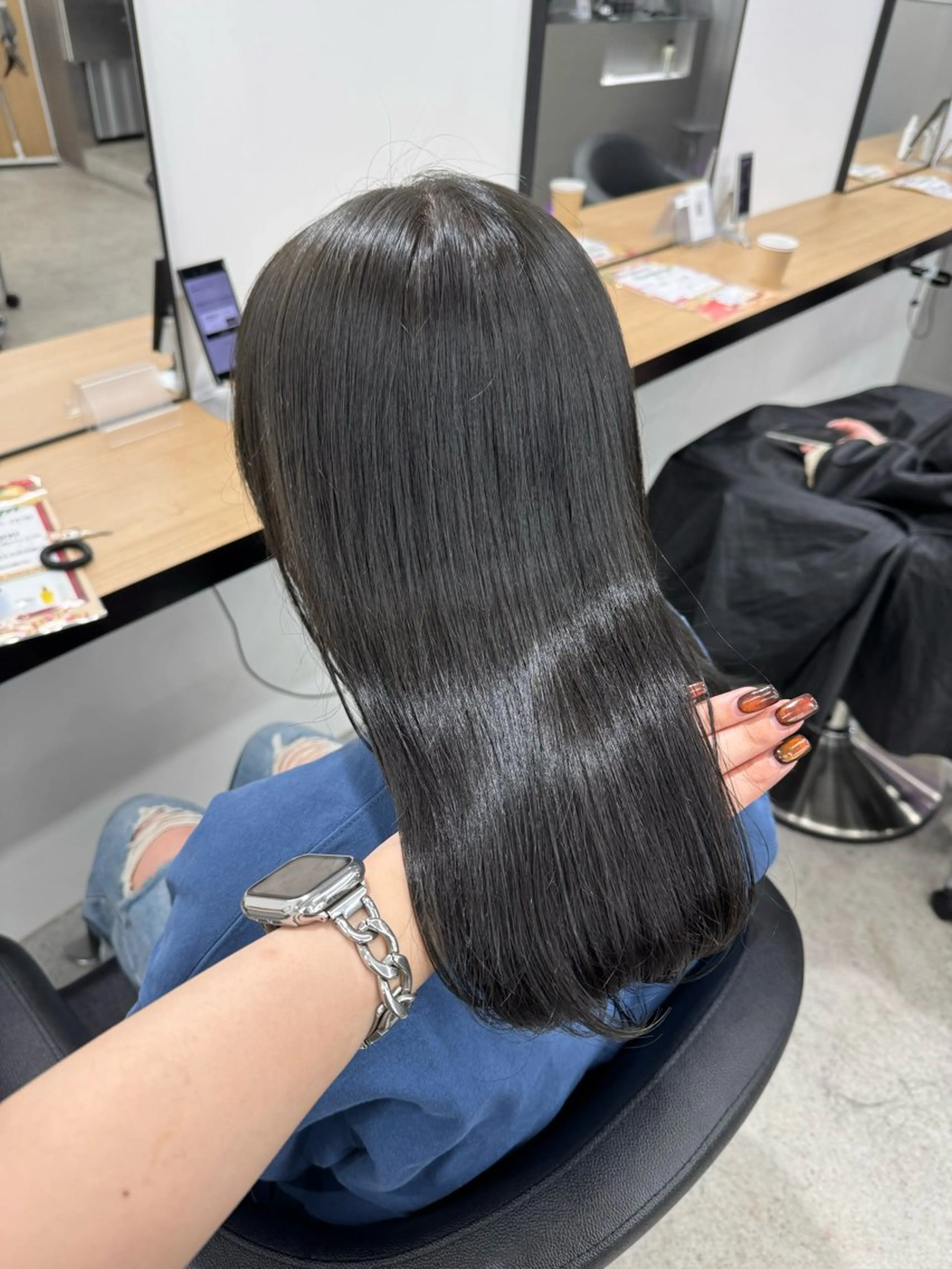 ロング カラー カット ヘアカラー 暗髪🩶ラベンダー/ ブルー/ユウナ🤍のヘアスタイル
