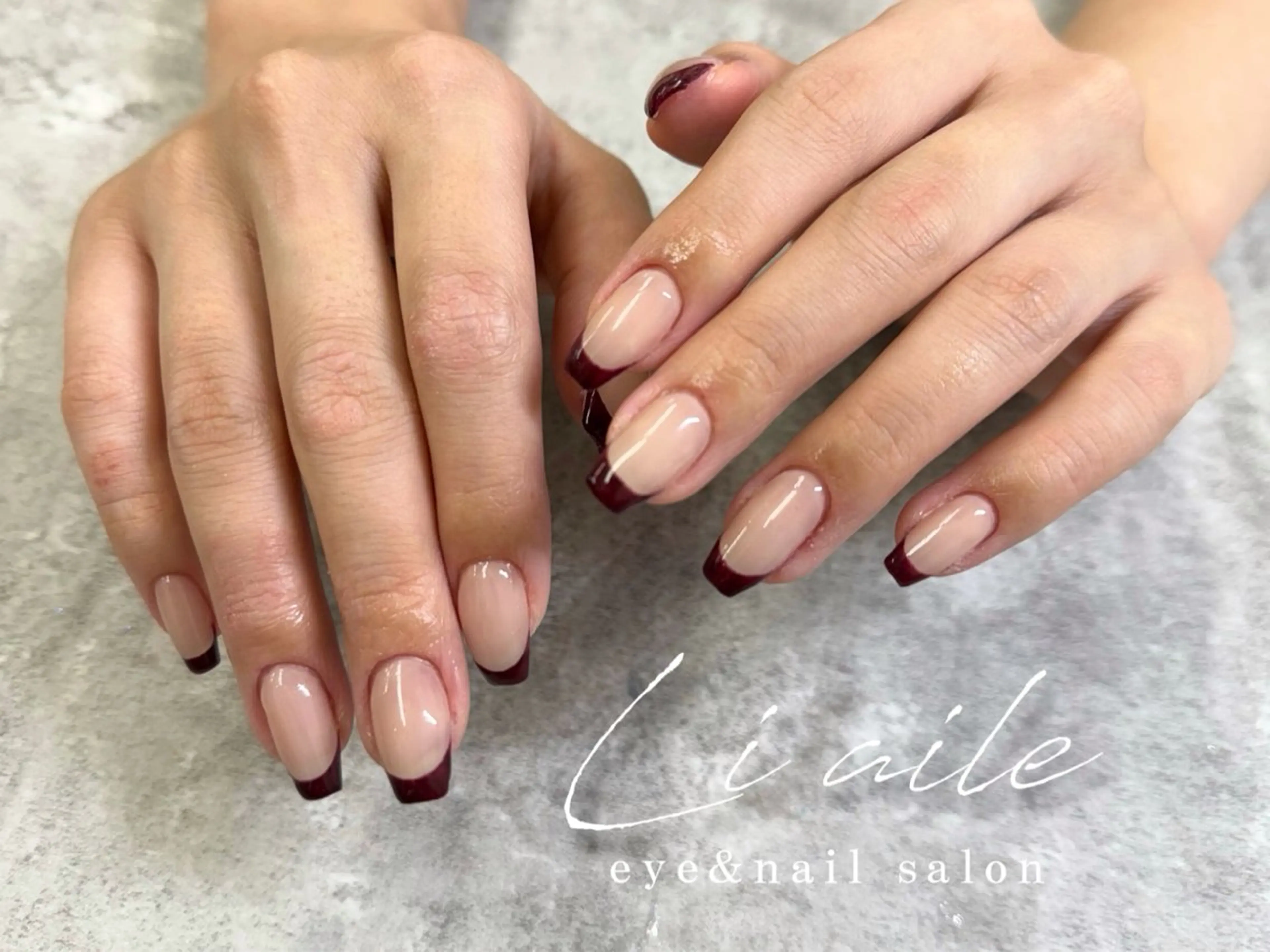 ネイル ボルドー フレンチネイル Li aile Manami🎀のネイルデザイン