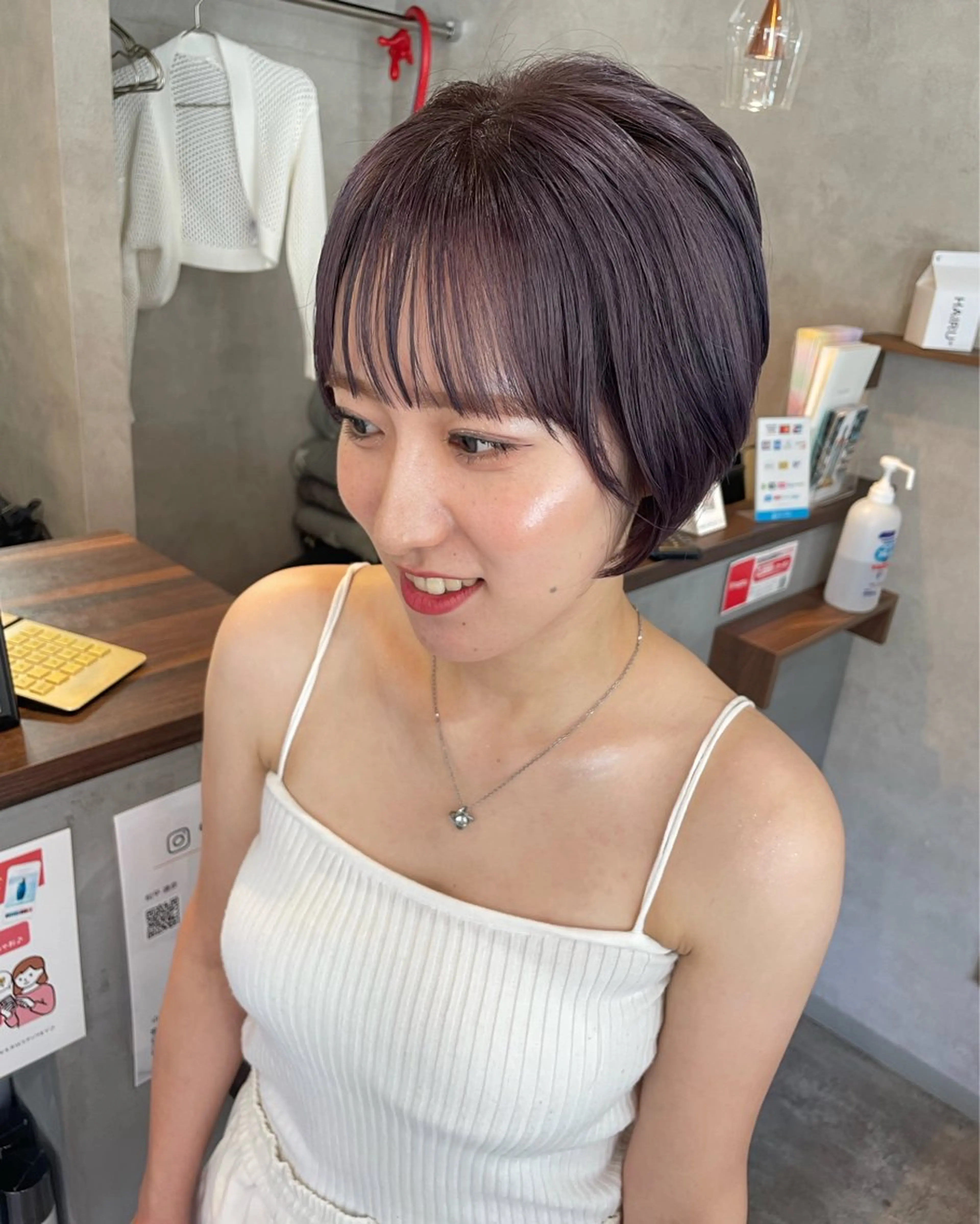 ショート カラー グレージュ ラベンダーカラー ラベンダーグレージュ ラベンダーグレー RIENS / ayu ♡のヘアスタイル