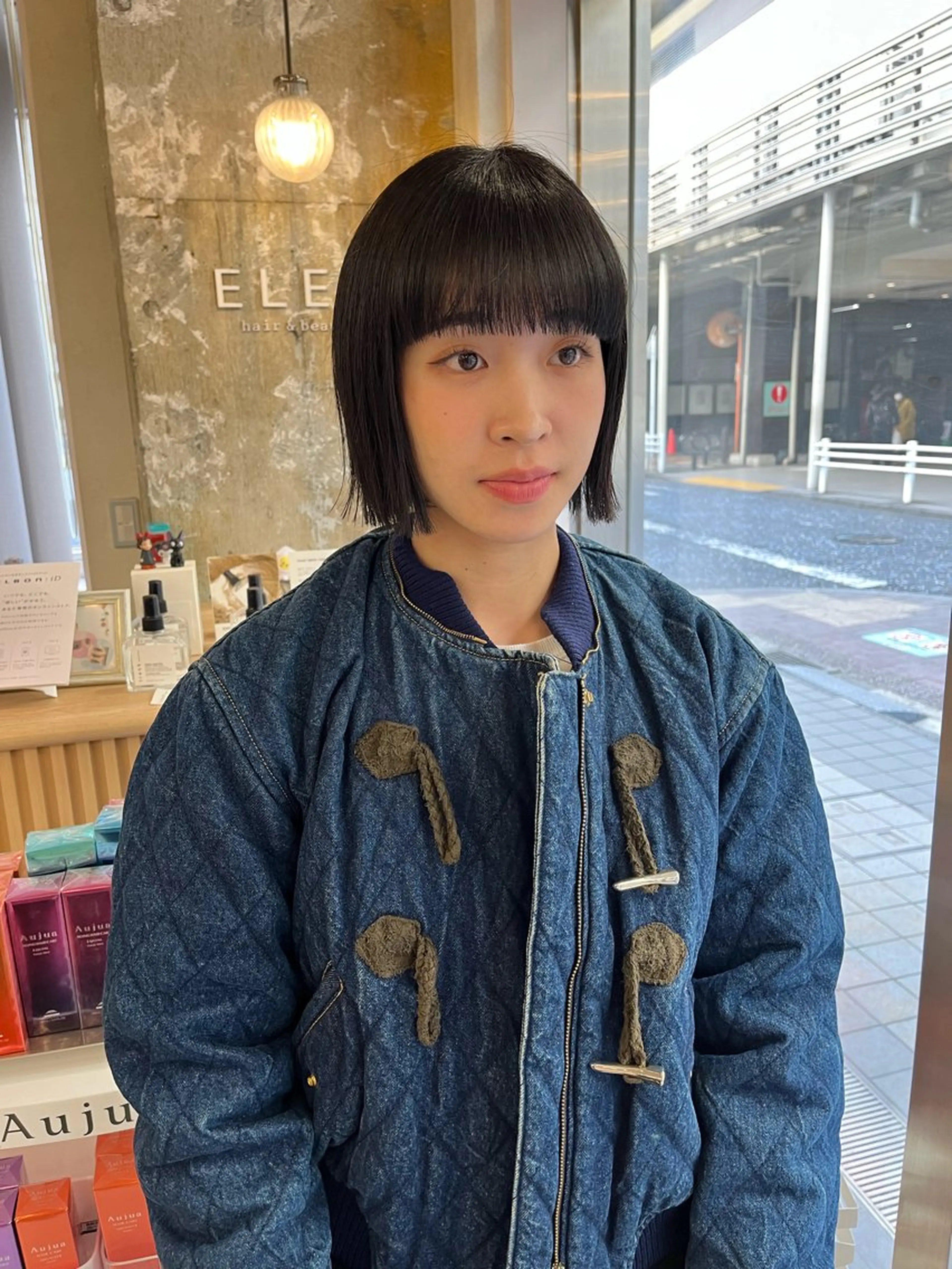 ショート カラー ニュアンスパーマ 曲がる縮毛矯正 爲石のヘアスタイル