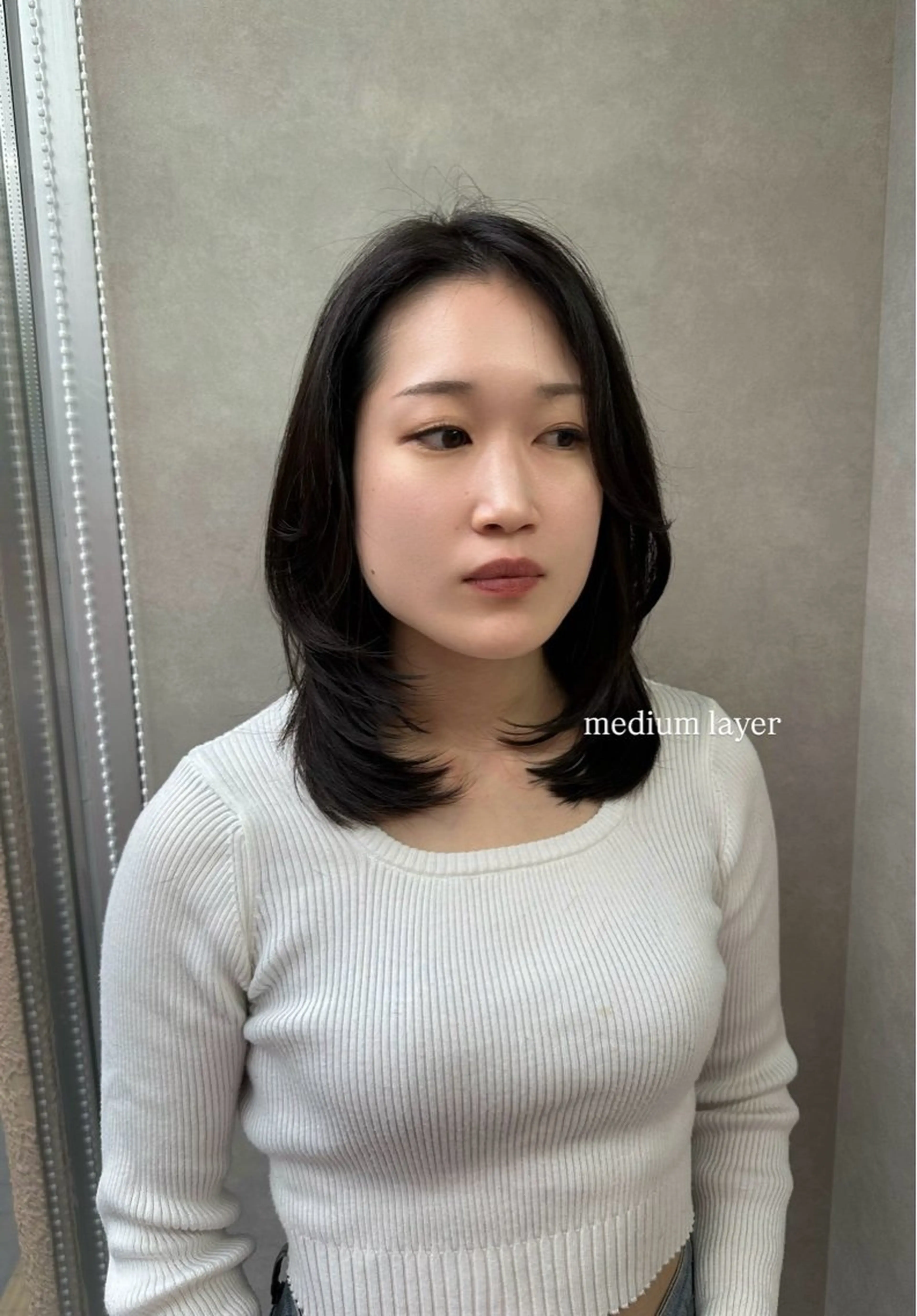 ミディアム カラー ミディアムレイヤー くびれヘア レイヤーカット 小顔カット カット ヘアカラー トリートメント 韓国ｽﾀｲﾙ🩶/ ﾚｲﾔｰ/ayanaのヘアスタイル
