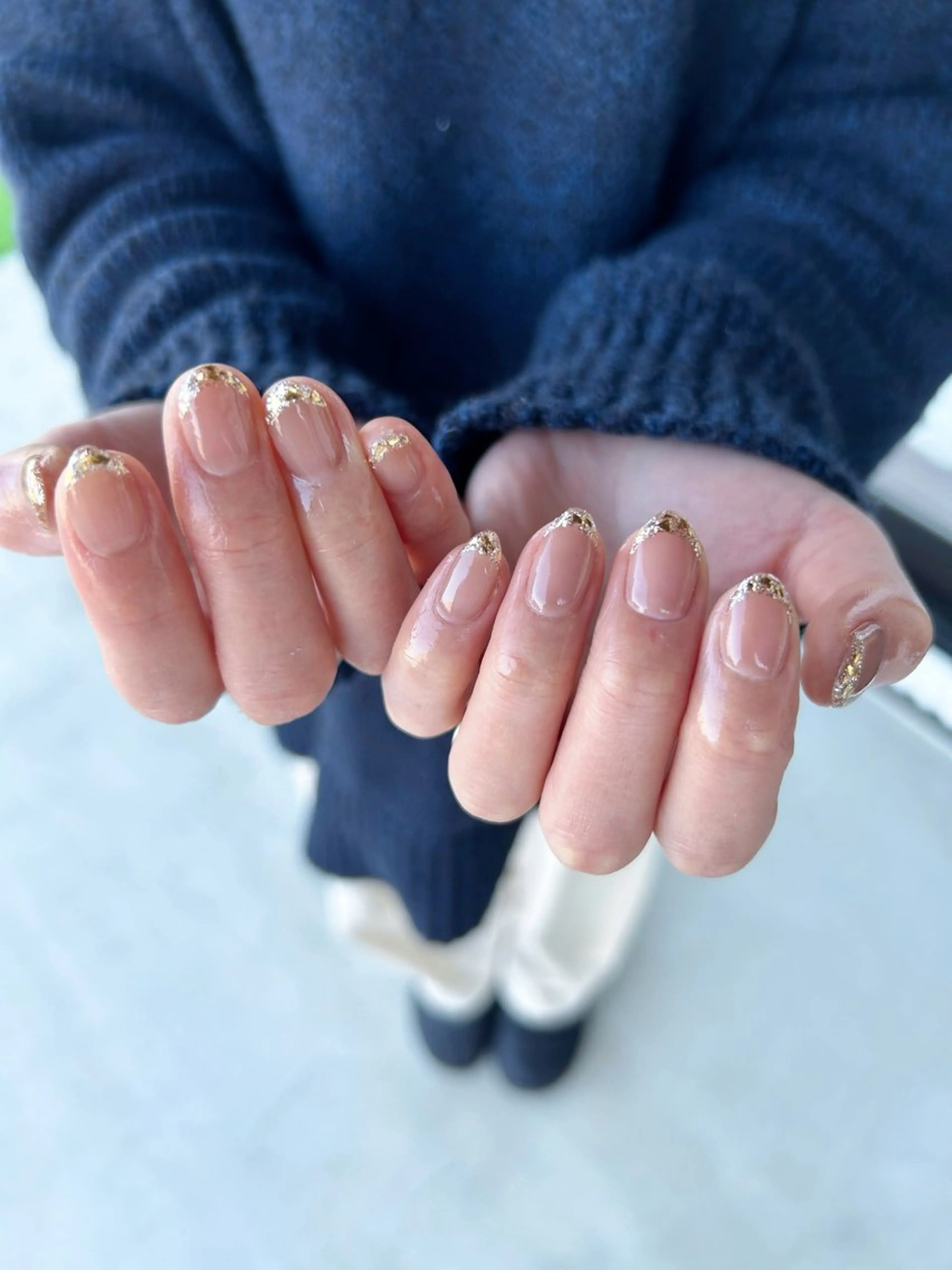 ネイル フレンチネイル ガラスフレンチ Uni. ___nailのネイルデザイン