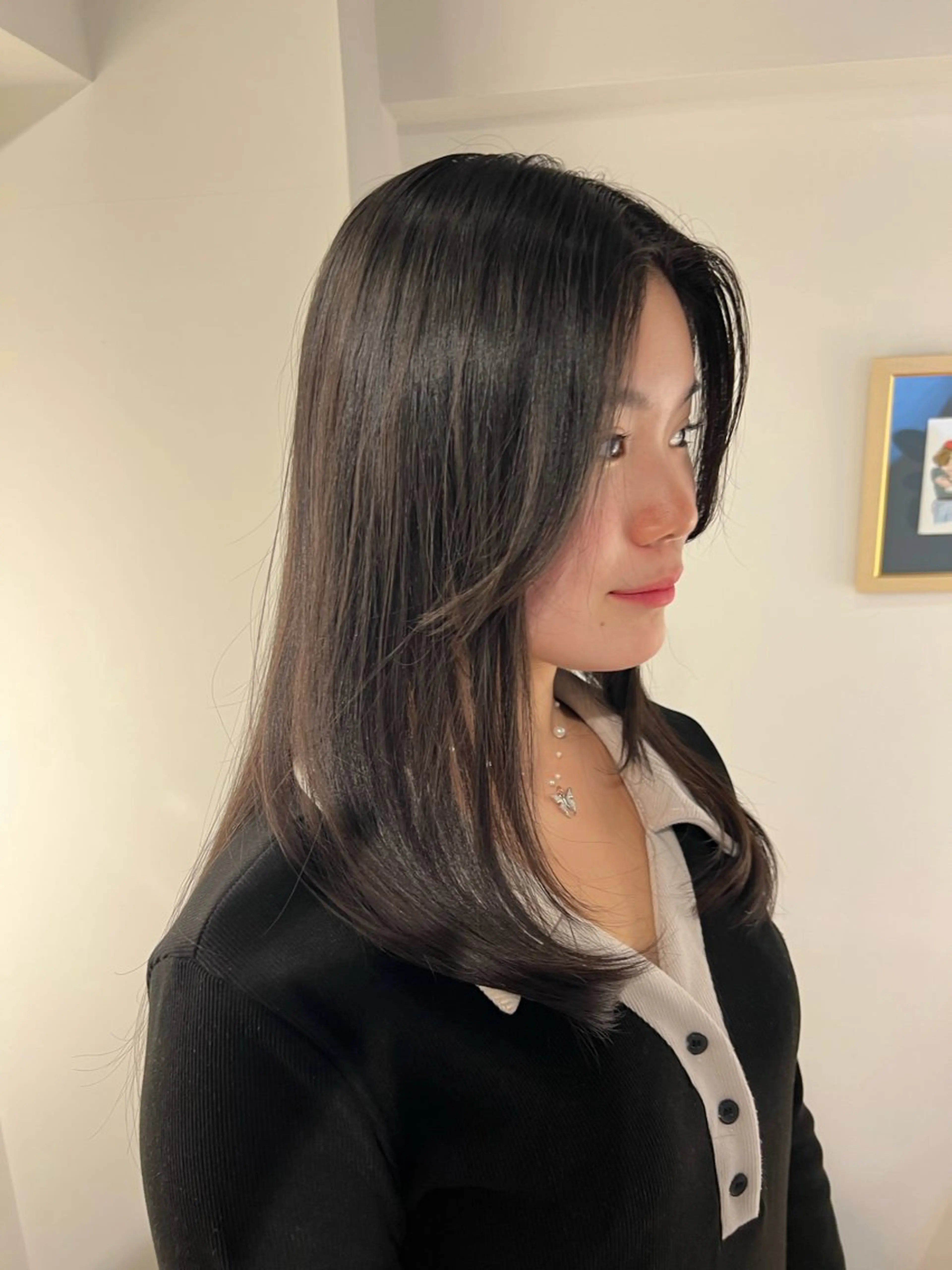 セミロング カラー トリートメント 巻ける縮毛矯正 艶カラー/れむのヘアスタイル