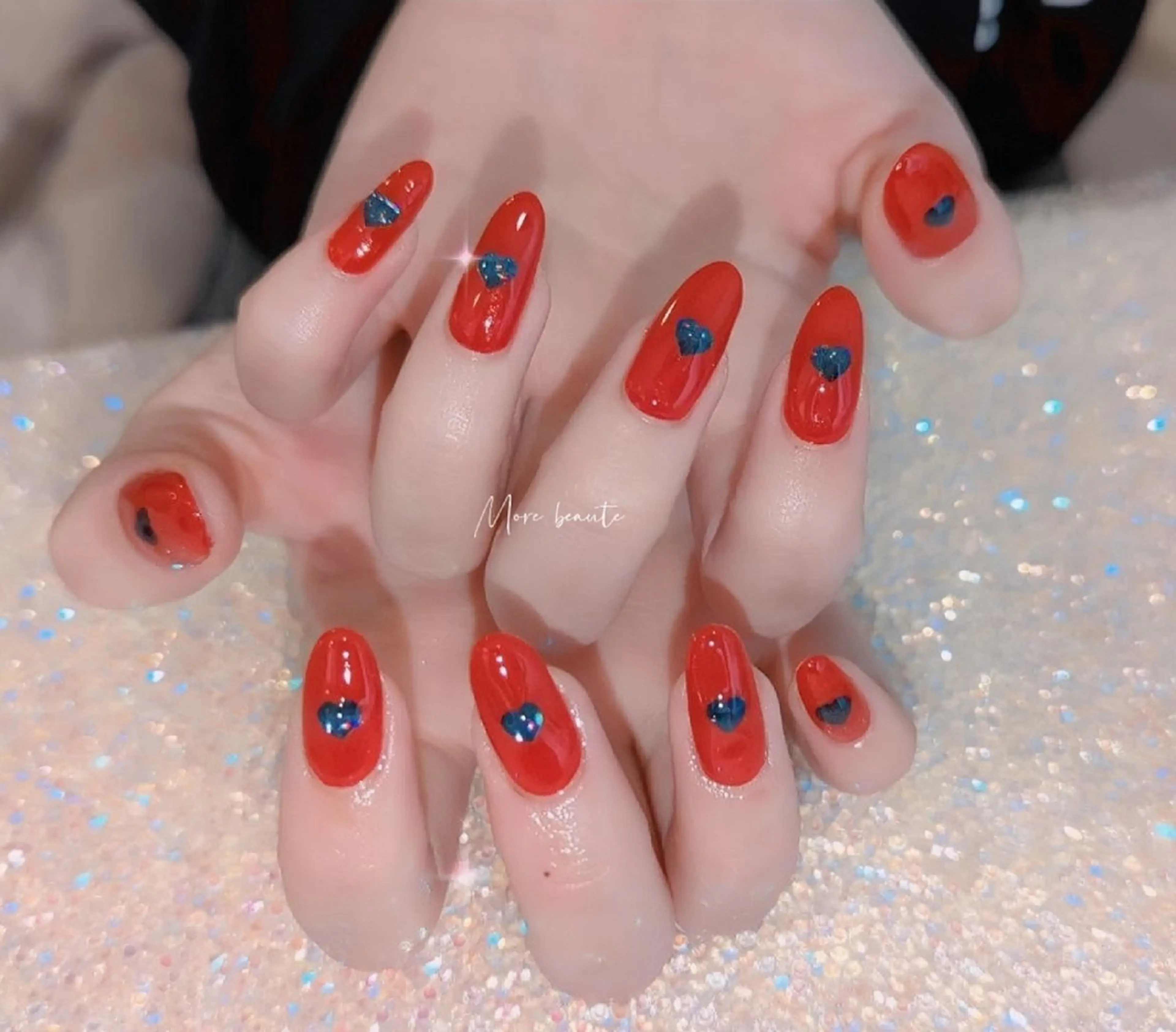 ネイル アートネイル ジェルネイル ハート 韓国ネイル マグネットネイル I LOVE ME NAIL.｡.:*♡のネイルデザイン