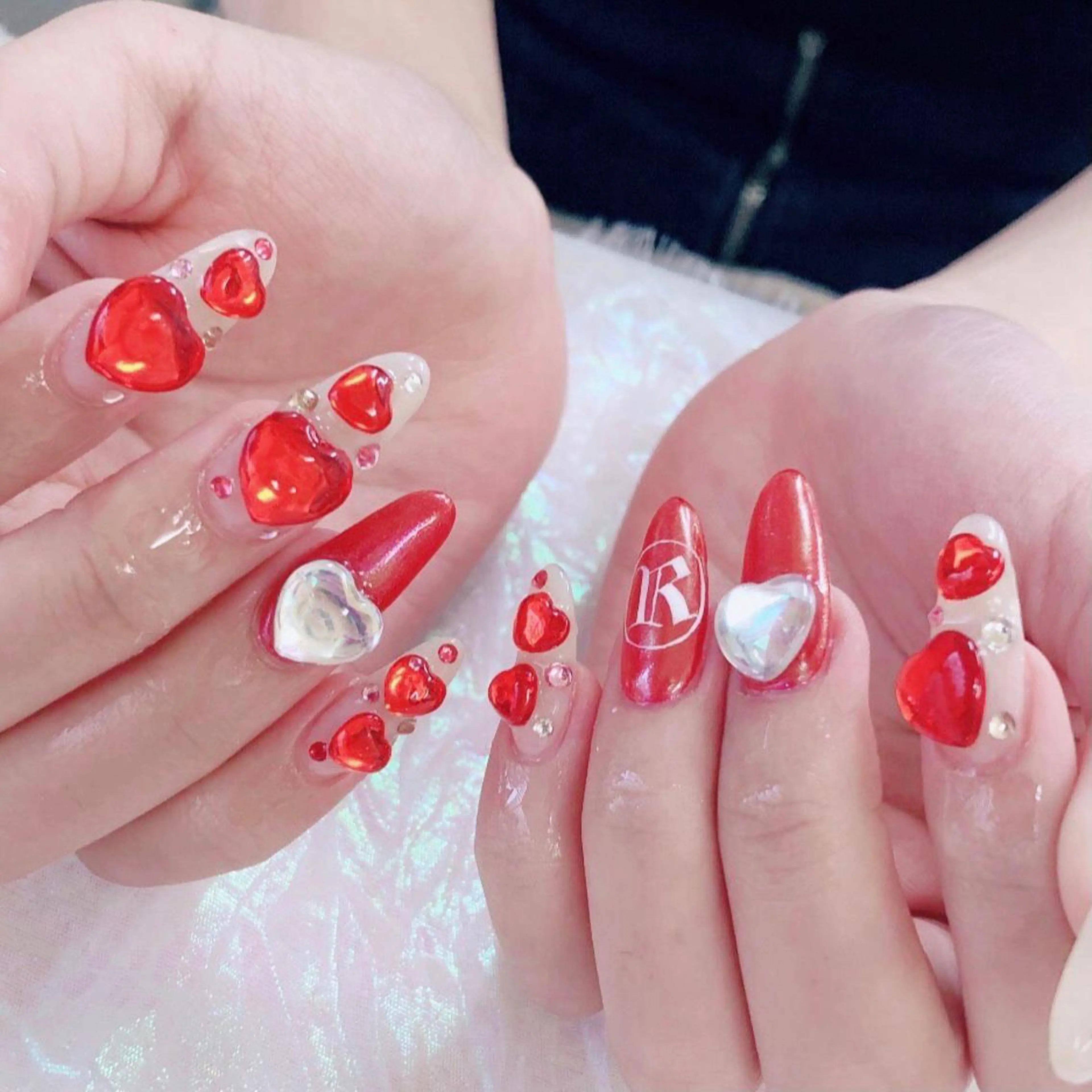 ネイル ジェルネイル ハート ハンドネイル Nail lieNのネイルデザイン