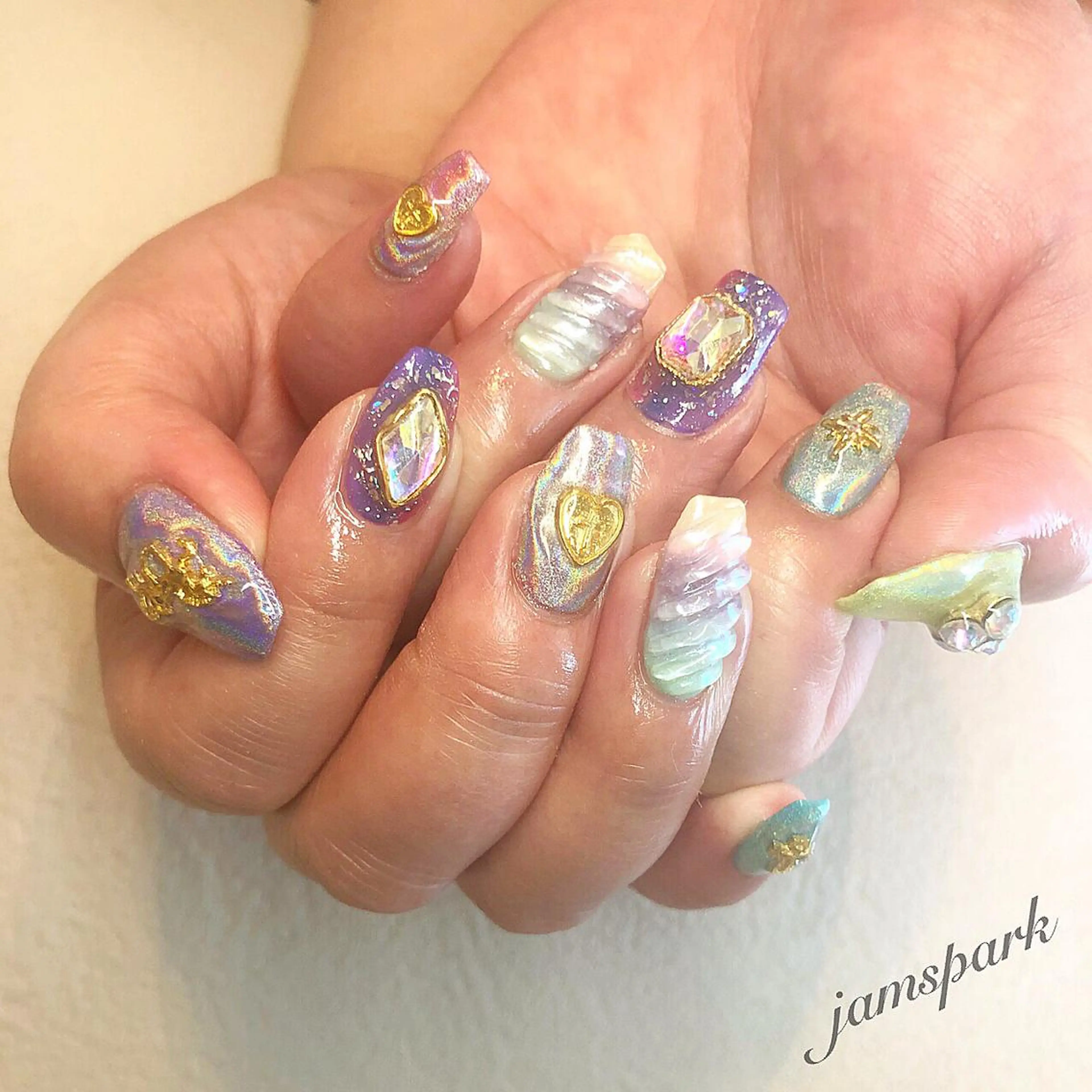 ネイル 長さ出し ジェルネイル グラデーション 持ち込み パステルネイル ハンドネイル jamspark ✨のネイルデザイン