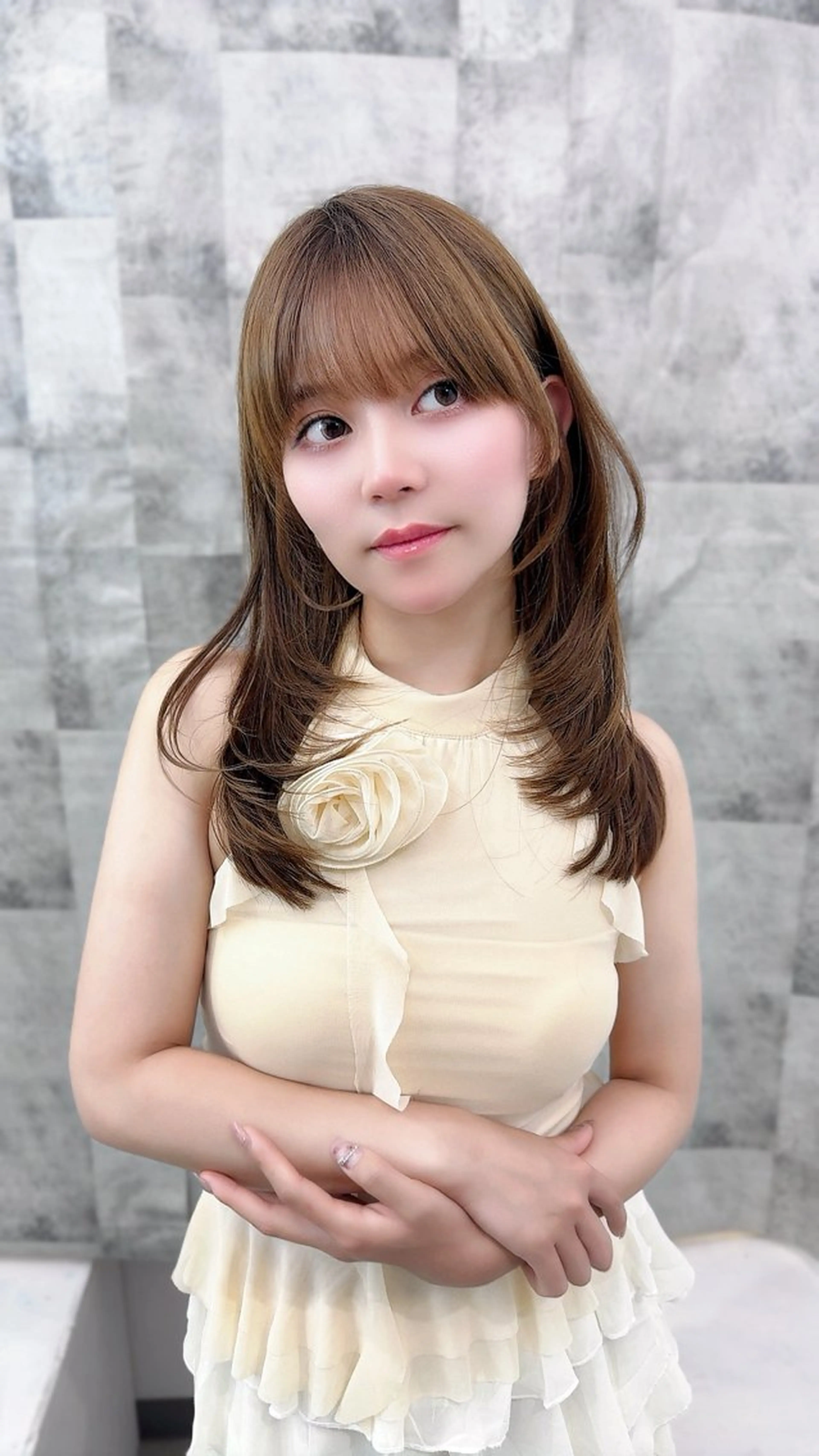 セミロング レイヤーカット 永田竜一/縮毛矯正/ 大人可愛い/レイヤーのヘアスタイル