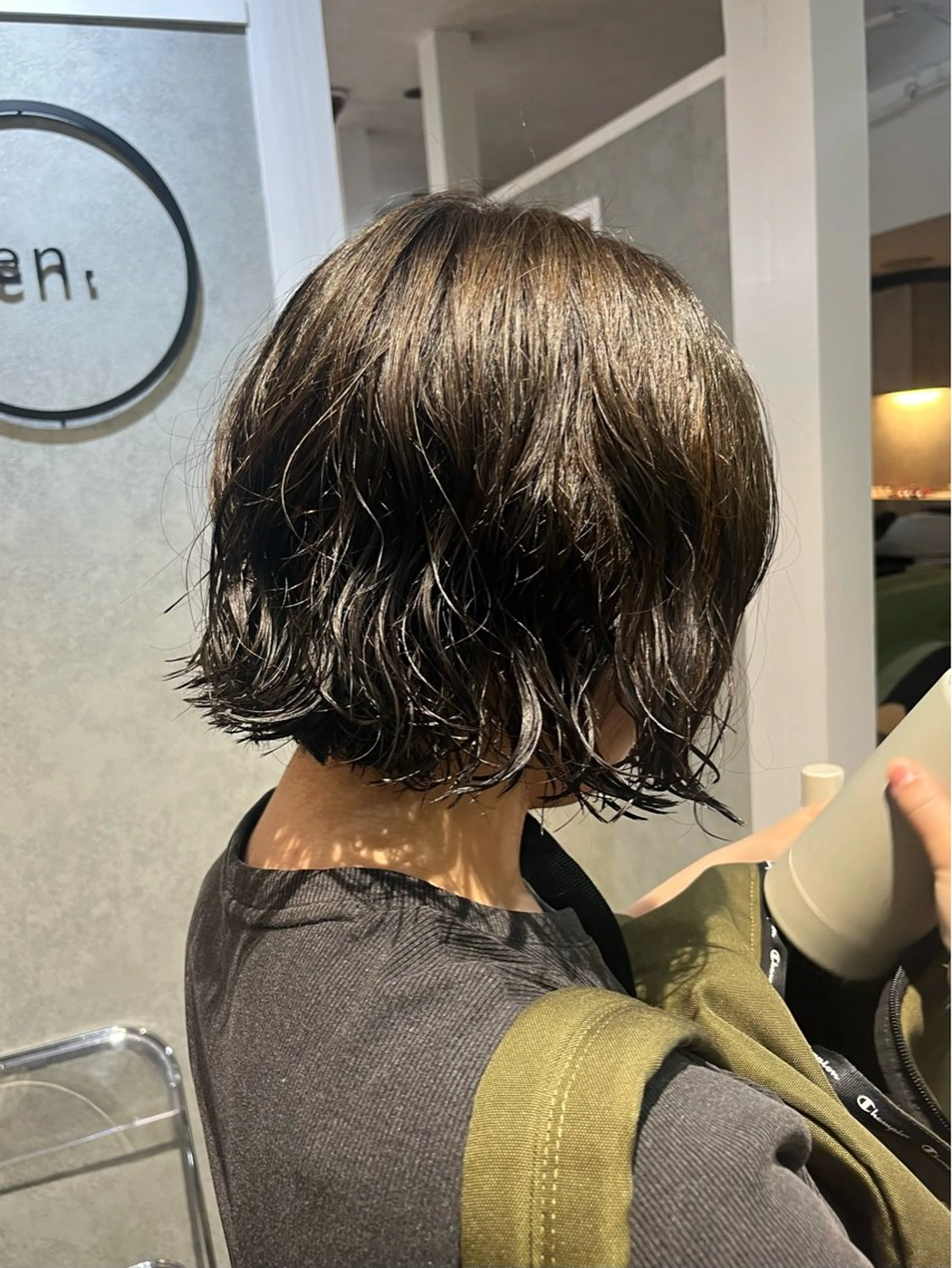 ショート パーマ カット パーマ トリートメント ボブ/ボブパーマ/ オリーブカラー/モエのヘアスタイル