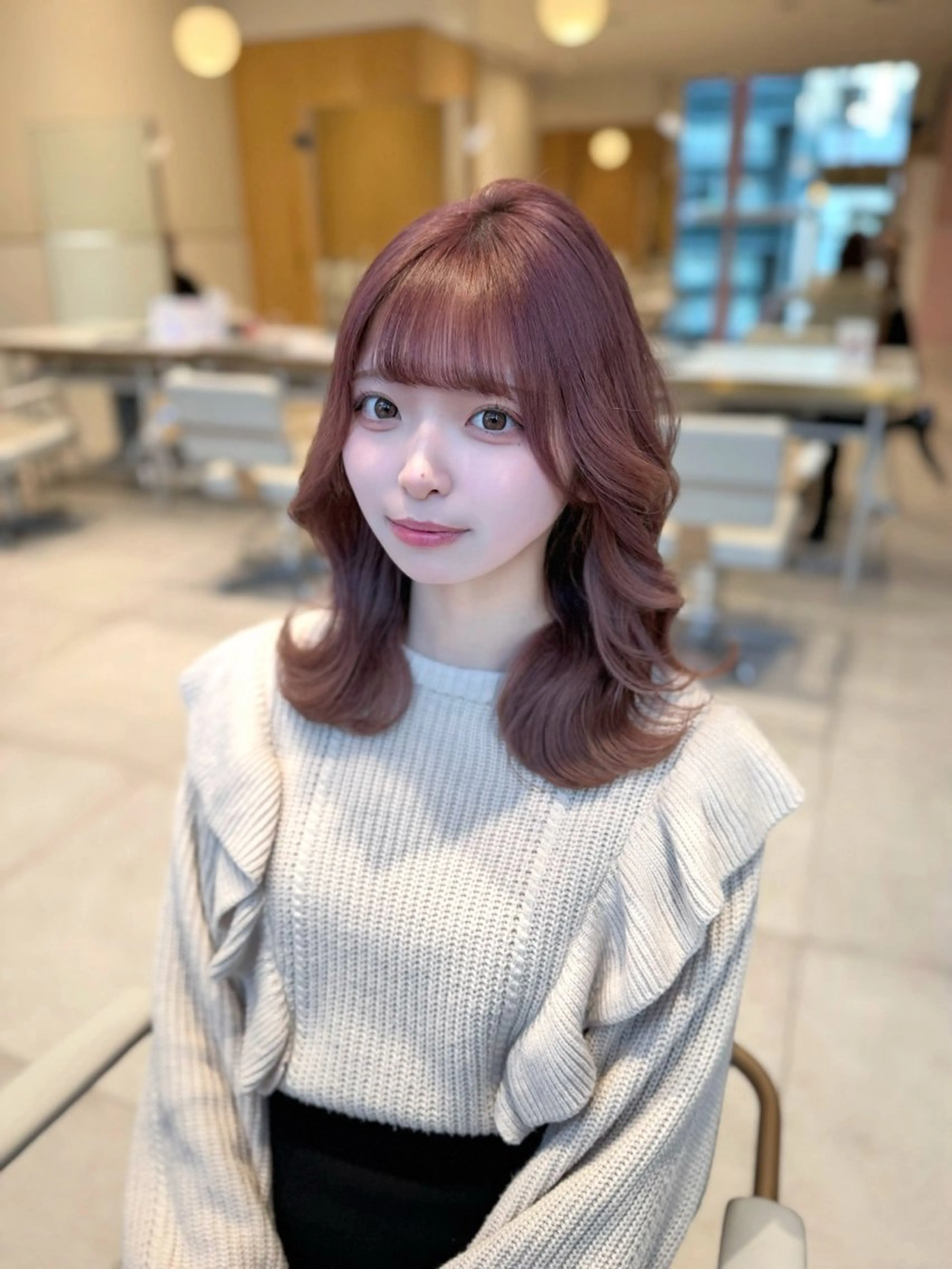 ミディアム カラー カット ヘアカラー トリートメント ヘッドスパ ヘアセット 韓国ヘア/レイヤー/ 顔まわり/りょーとのヘアスタイル