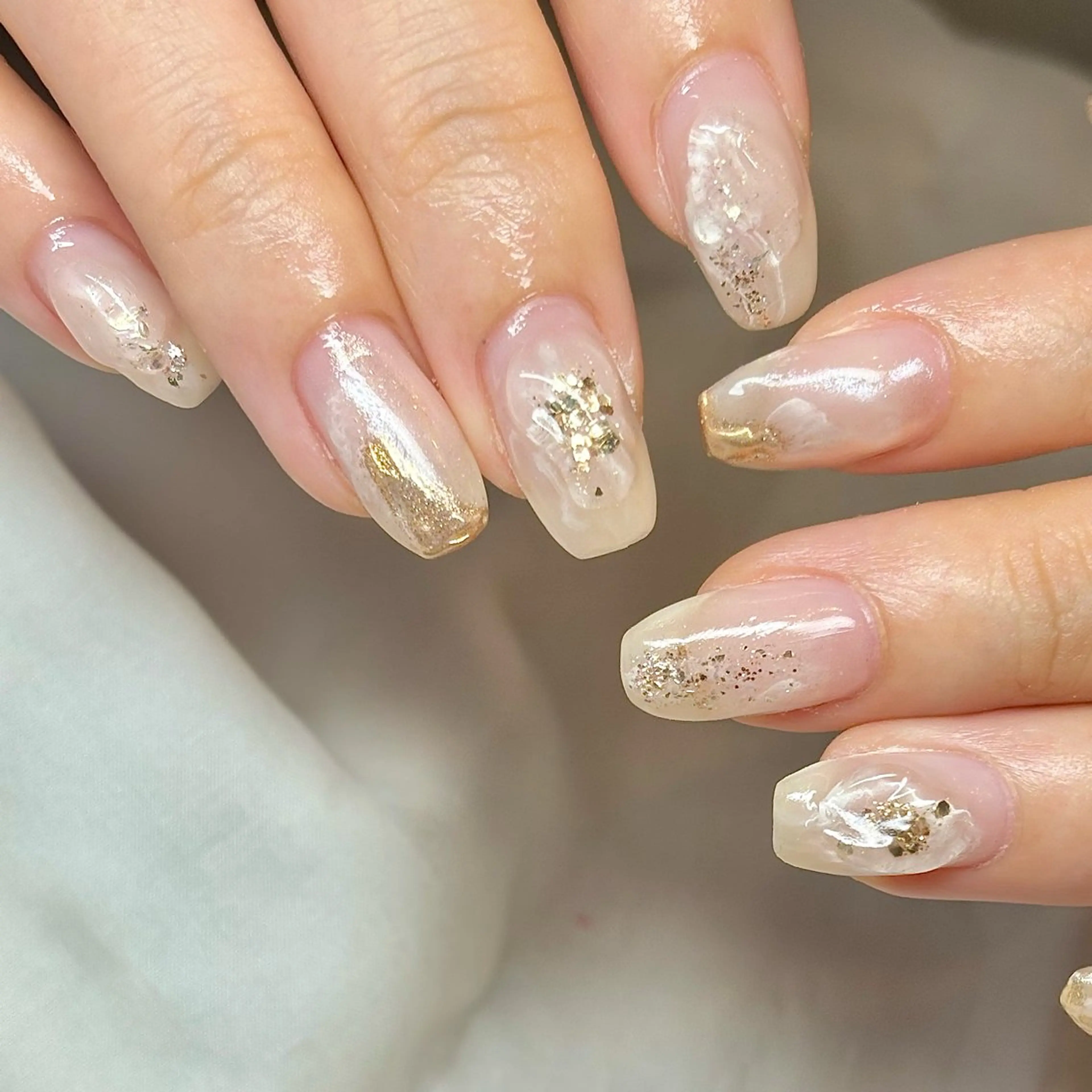 メンズ ネイル ニュアンスネイル ホワイト nail&eye Aoのマツエク・マツパデザイン