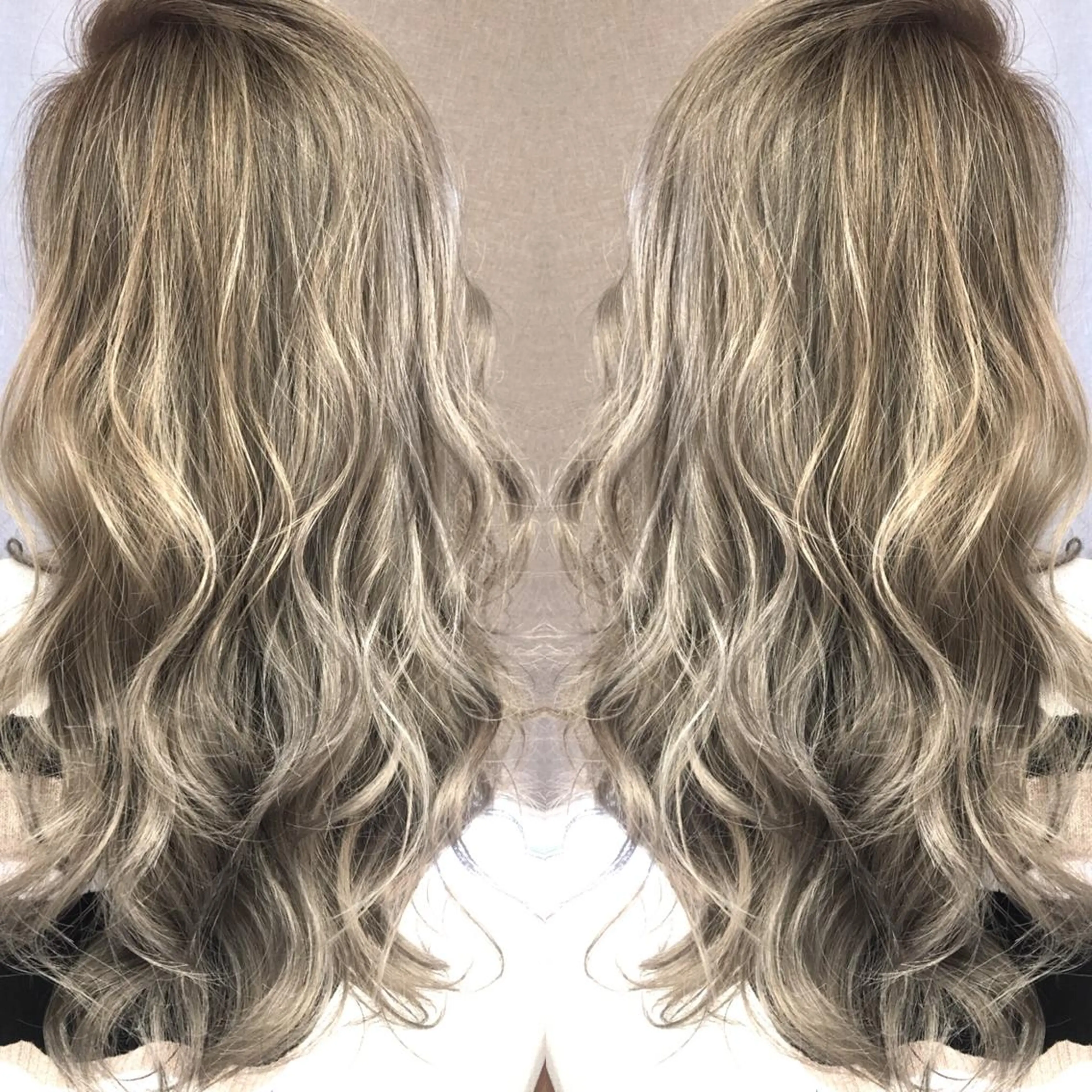 ロング カラー ハイライトカラー シルバー 3Dハイライト ハイライト ヘアカラー トリートメント 井上 一平のヘアスタイル
