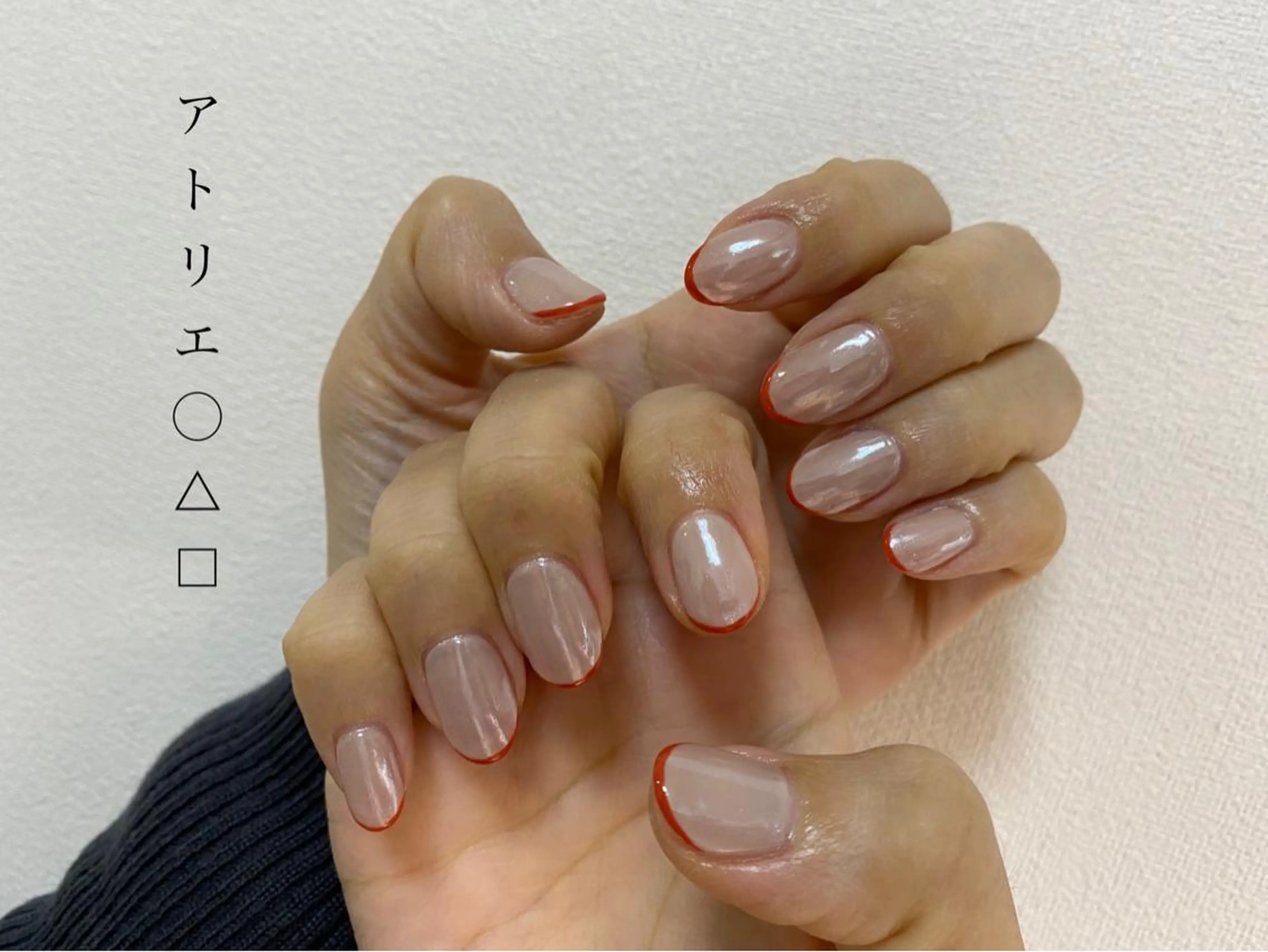 ネイル フレンチネイル ミラーネイル ホワイト ハンドネイル アトリエ ○△□のネイルデザイン