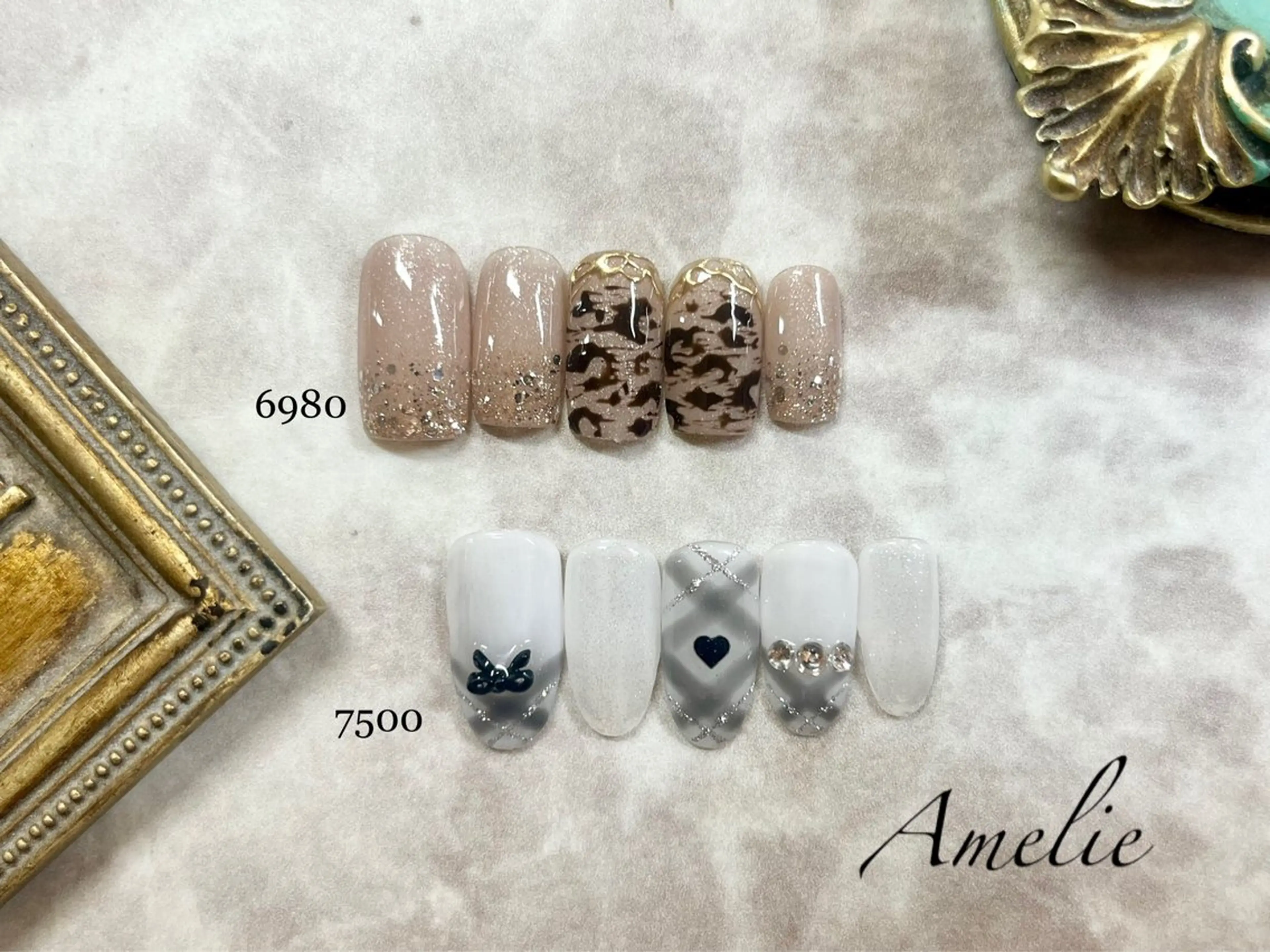 ネイル アートネイル ゴージャス ワンホンネイル いちじゅう あおいのネイルデザイン