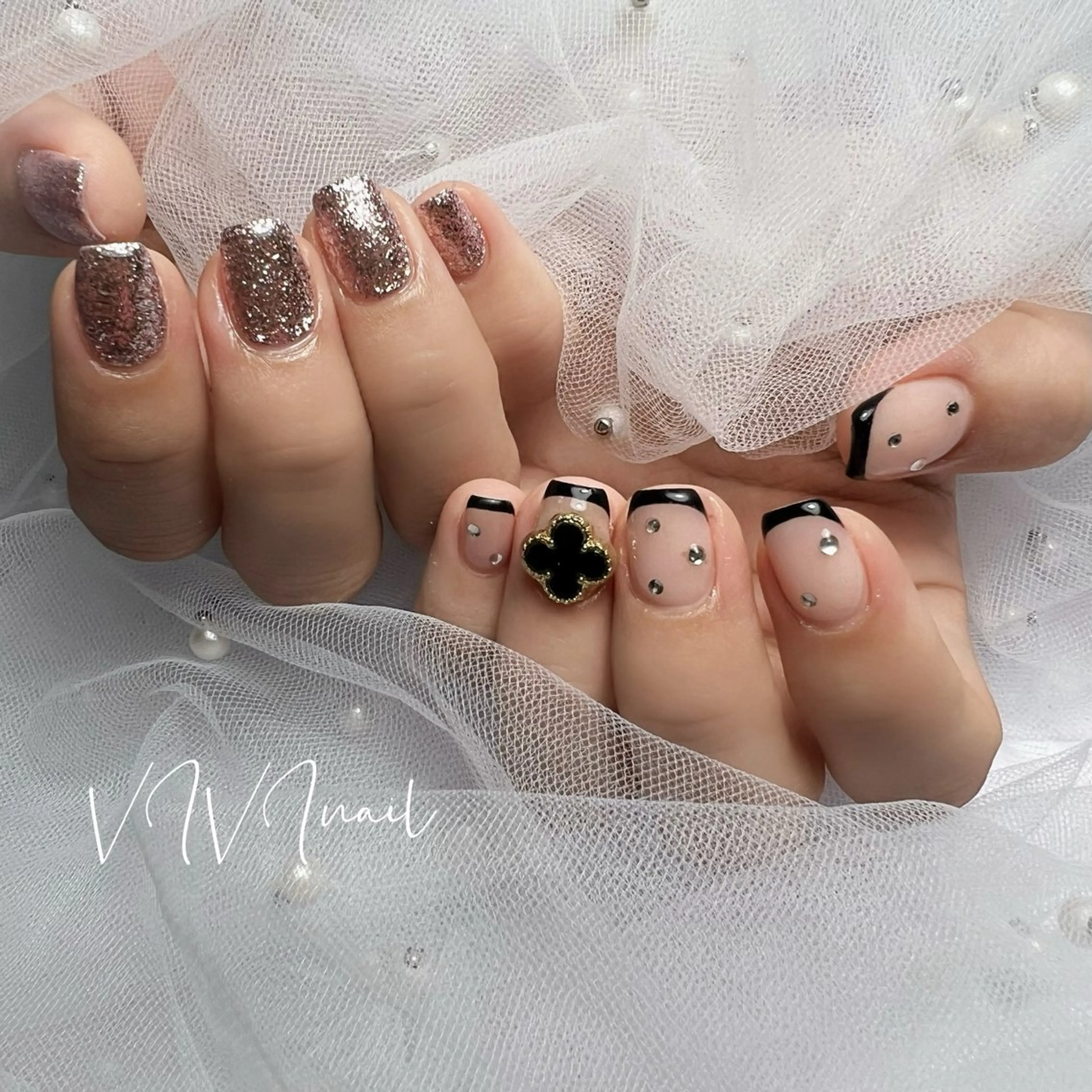 ネイル フレンチネイル ピンク ハンドネイル vivi nailのネイルデザイン
