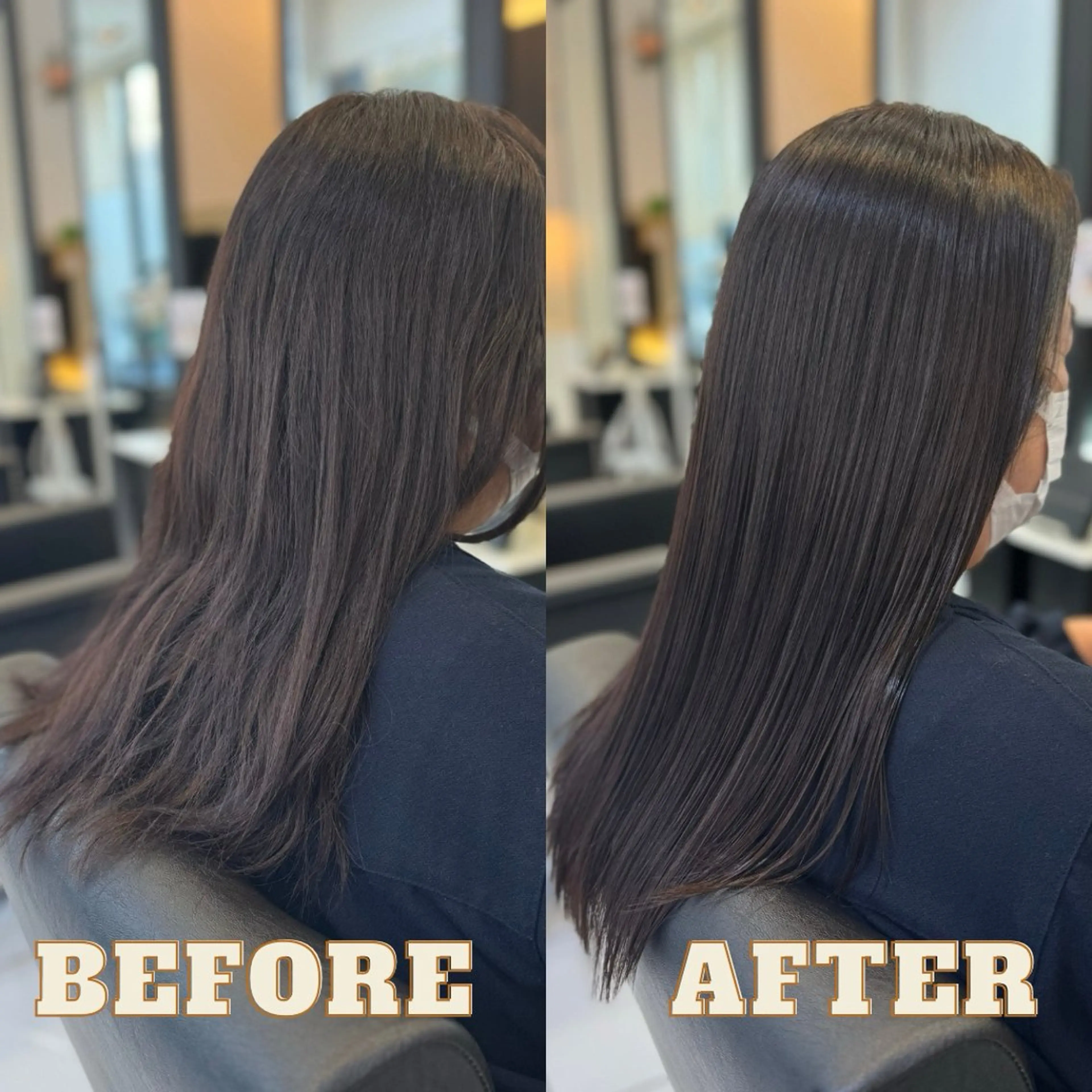 セミロング カット 縮毛矯正 トリートメント YASU🍎ピンク/ 赤系カラー/髪質改善のヘアスタイル