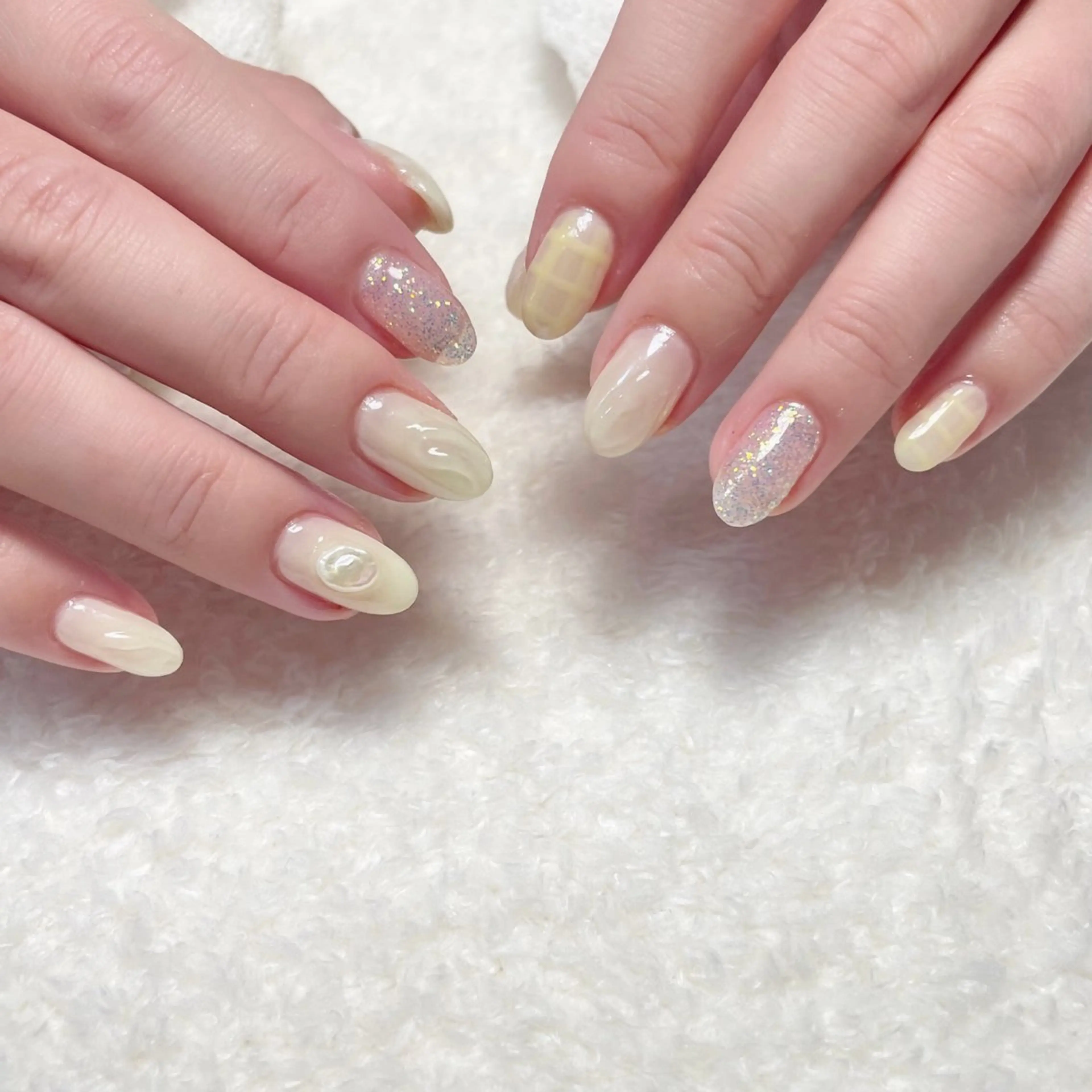 ネイル パステルネイル 黄色 ハンドネイル Leliennail オキのネイルデザイン