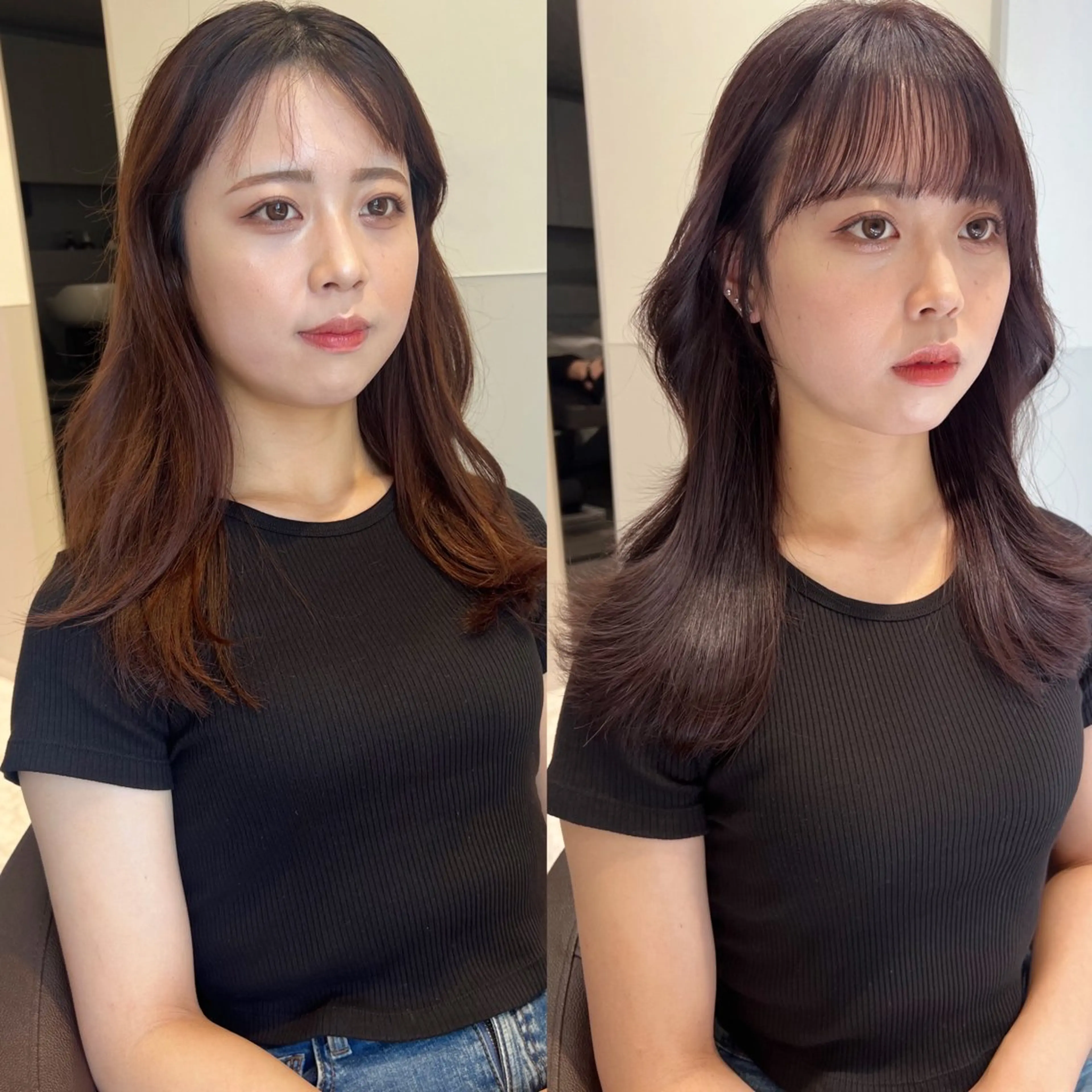 セミロング 韓国風ヘア カット ヘアカラー トリートメント 韓国モテhair🍑 momoのヘアスタイル