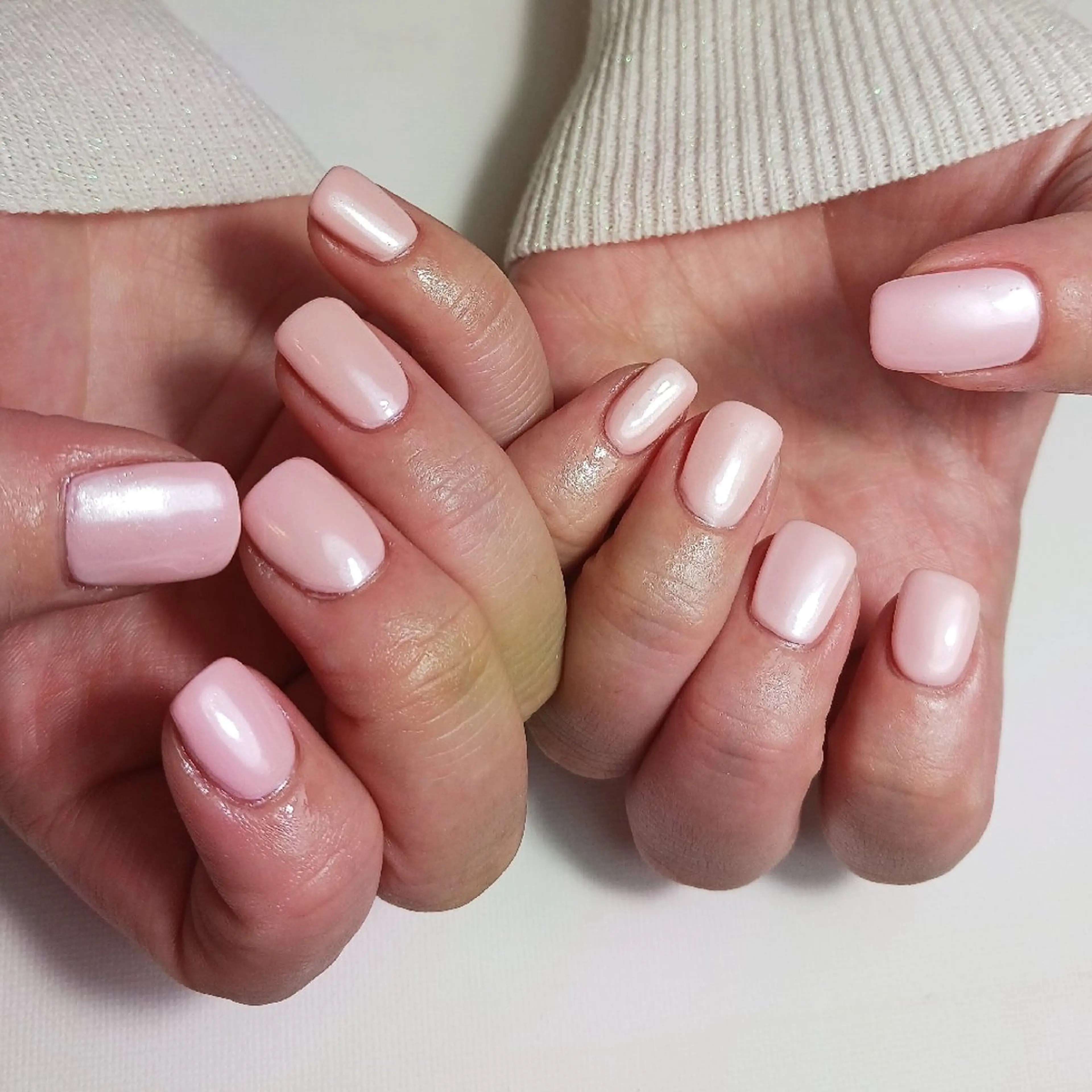 ネイル オーロラネイル ジェルネイル 持ち込み ピンク ショートネイル ハンドネイル nanakonail /持込みデザイン専門のネイルデザイン