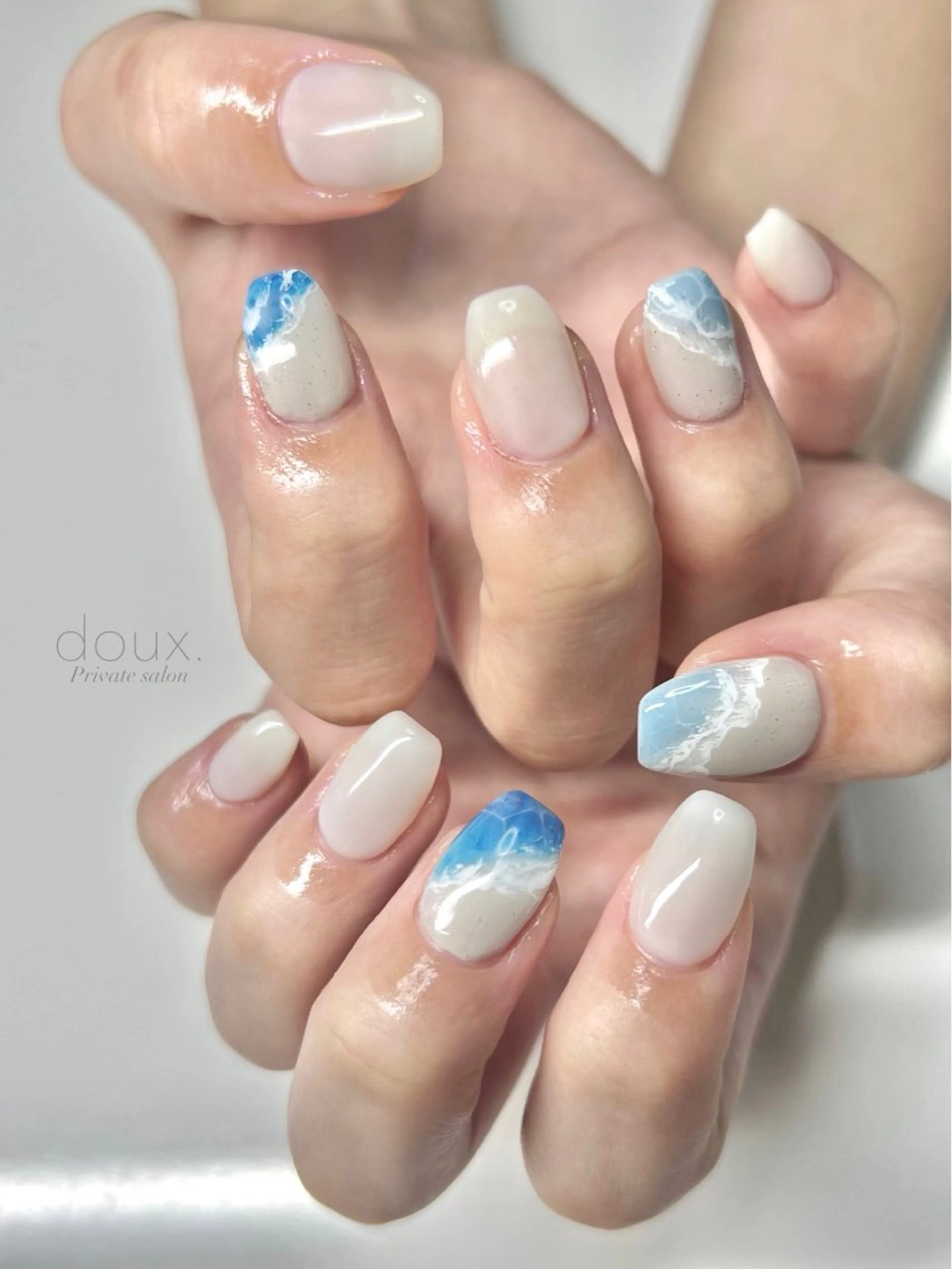 ネイル 韓国ネイル ニュアンスネイル 夏ネイル ハンドネイル doux. nailのネイルデザイン