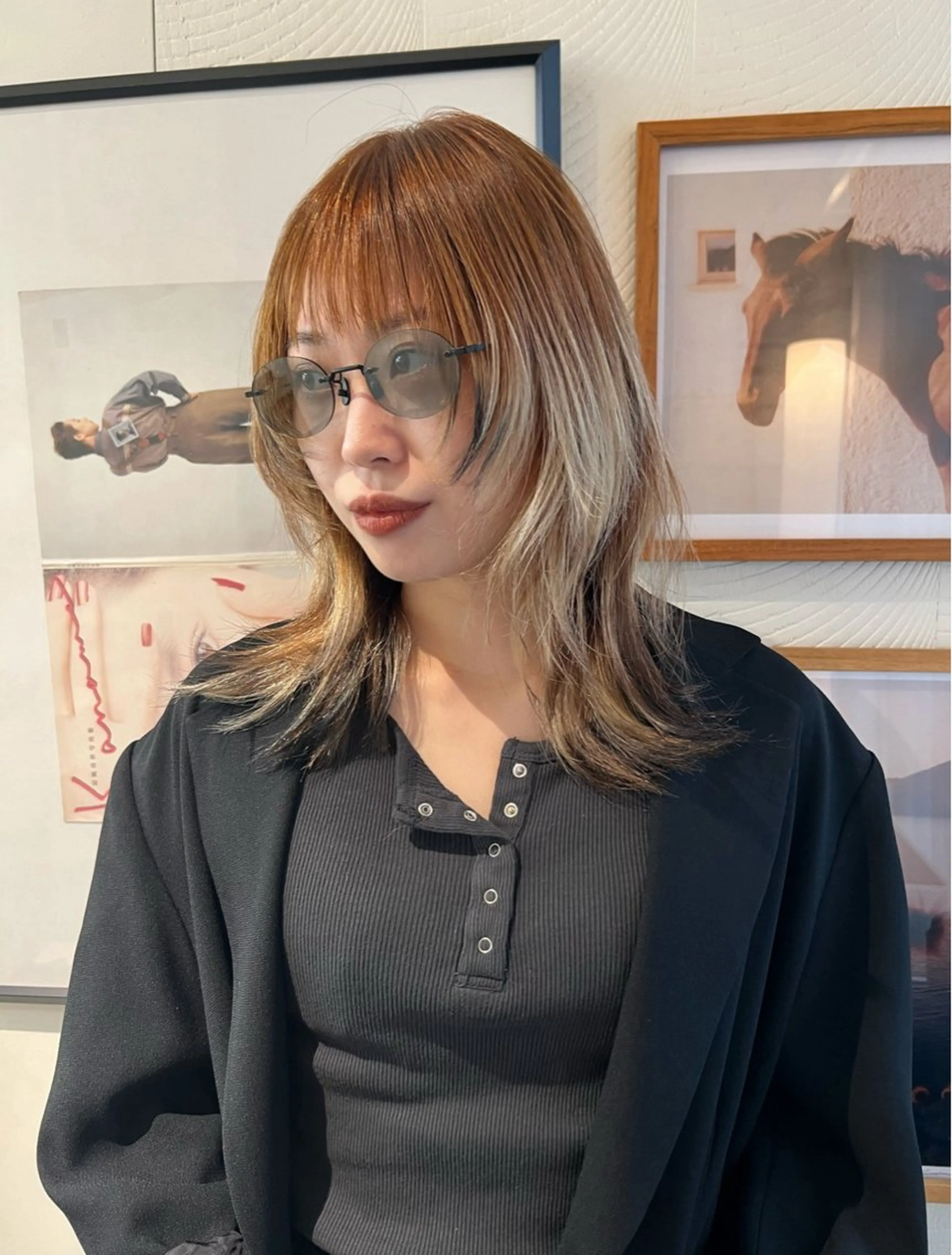 ミディアム カラー カット ヘアカラー haco＋所属・圧倒的デザイン力 店長🎨RENAのヘアスタイル